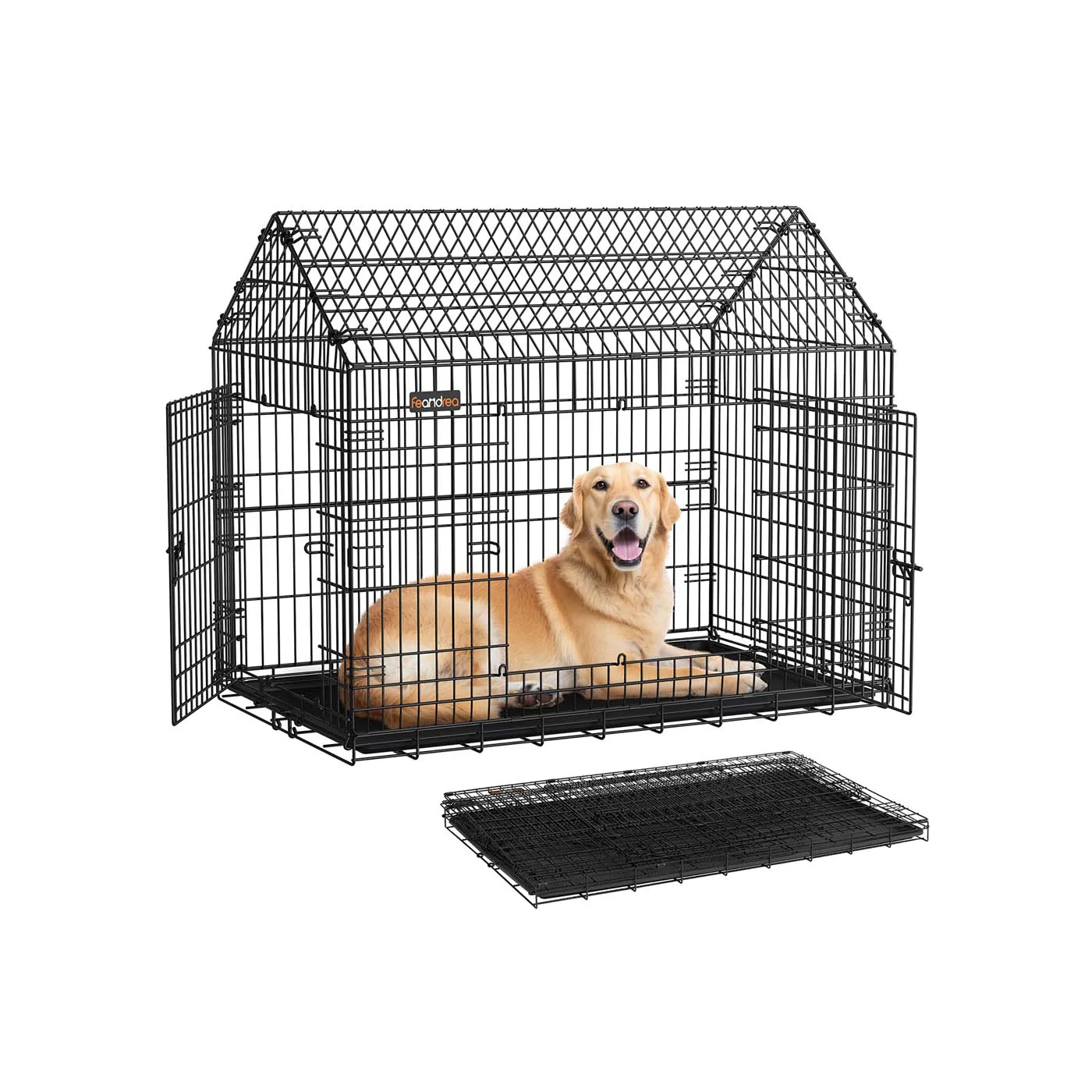 Faltbarer Hundekäfig mit Doppeltür für große Hunde