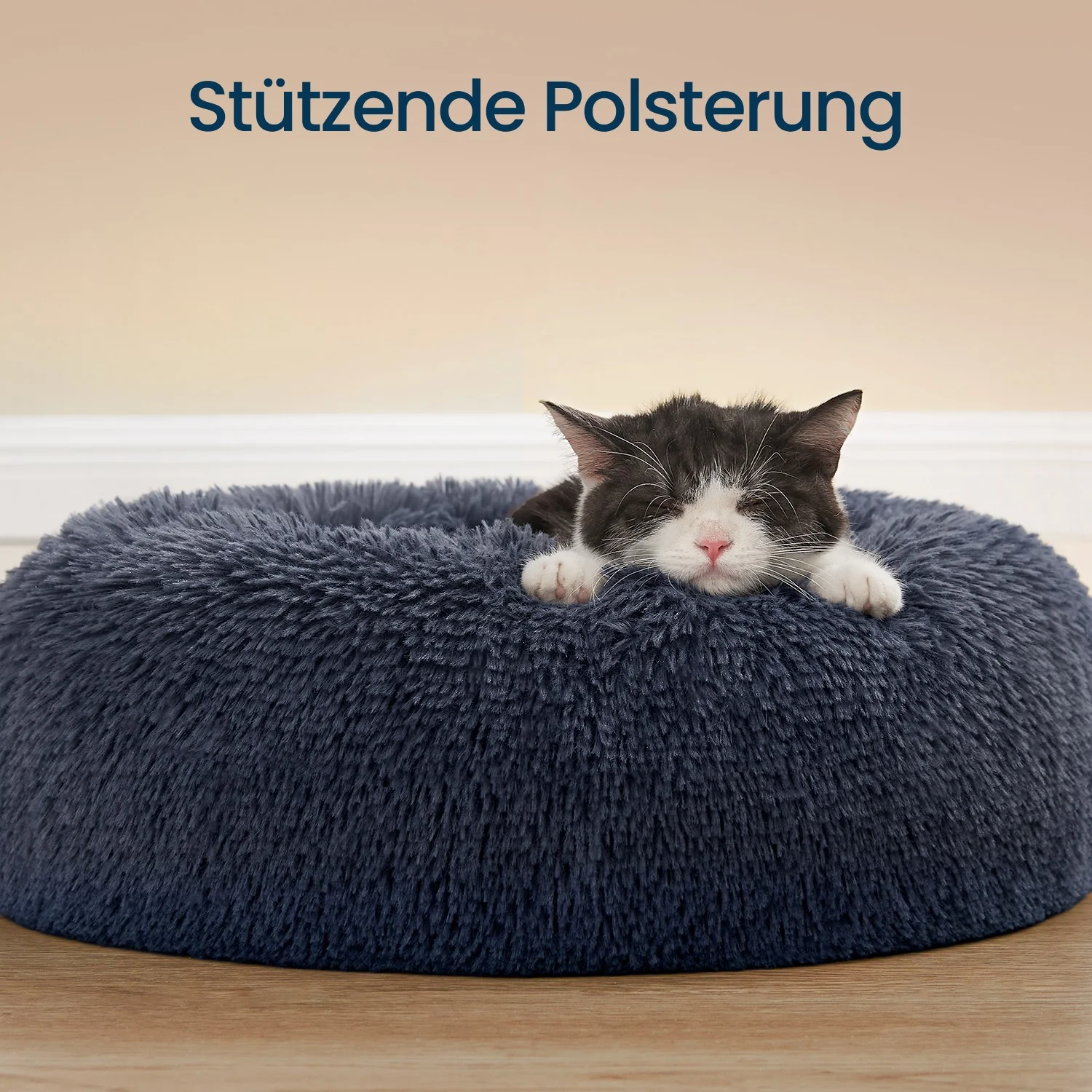 Flauschiges Hundebett in Donutform