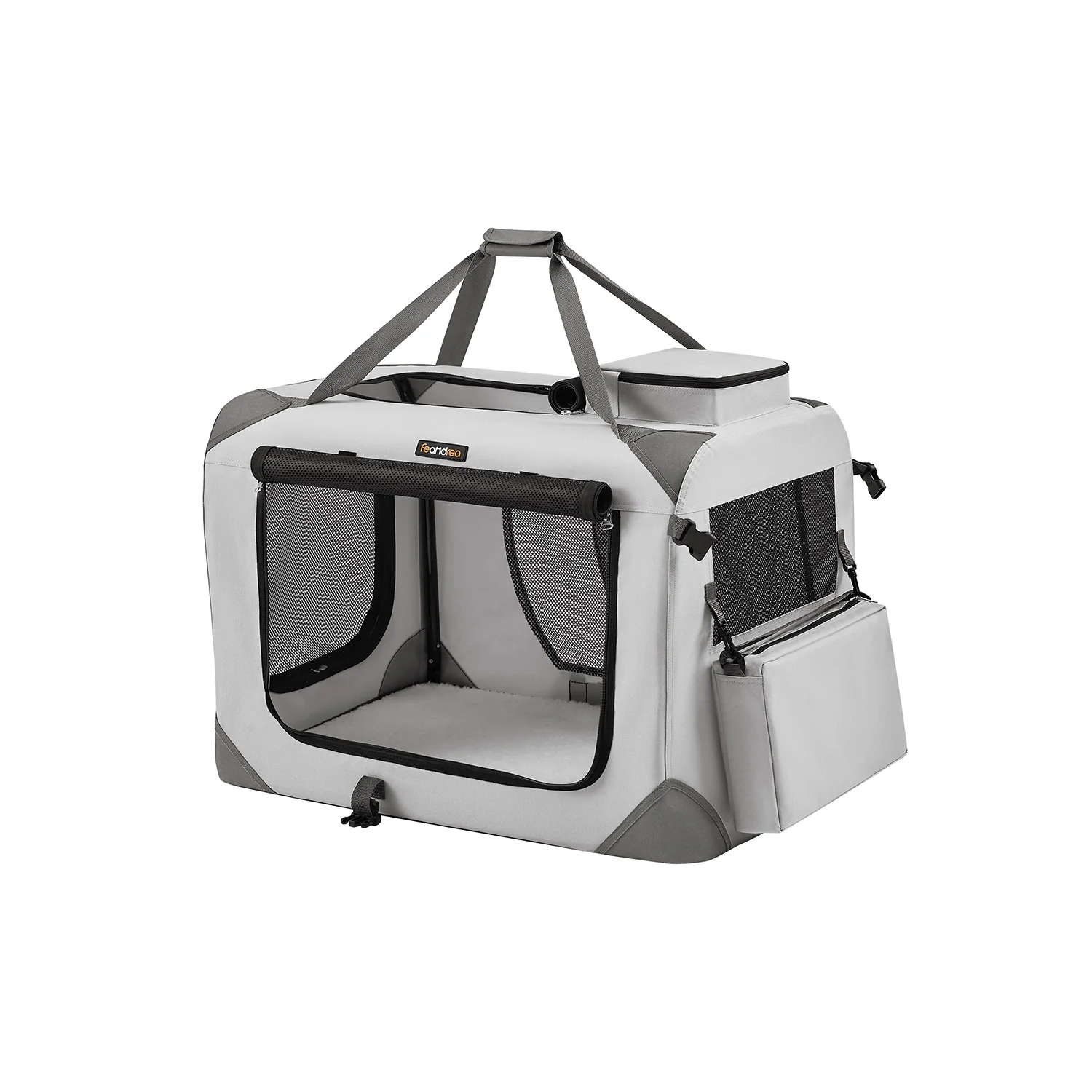 Hundebox L aus Oxford-Gewebe mit Griffen rauchgrau