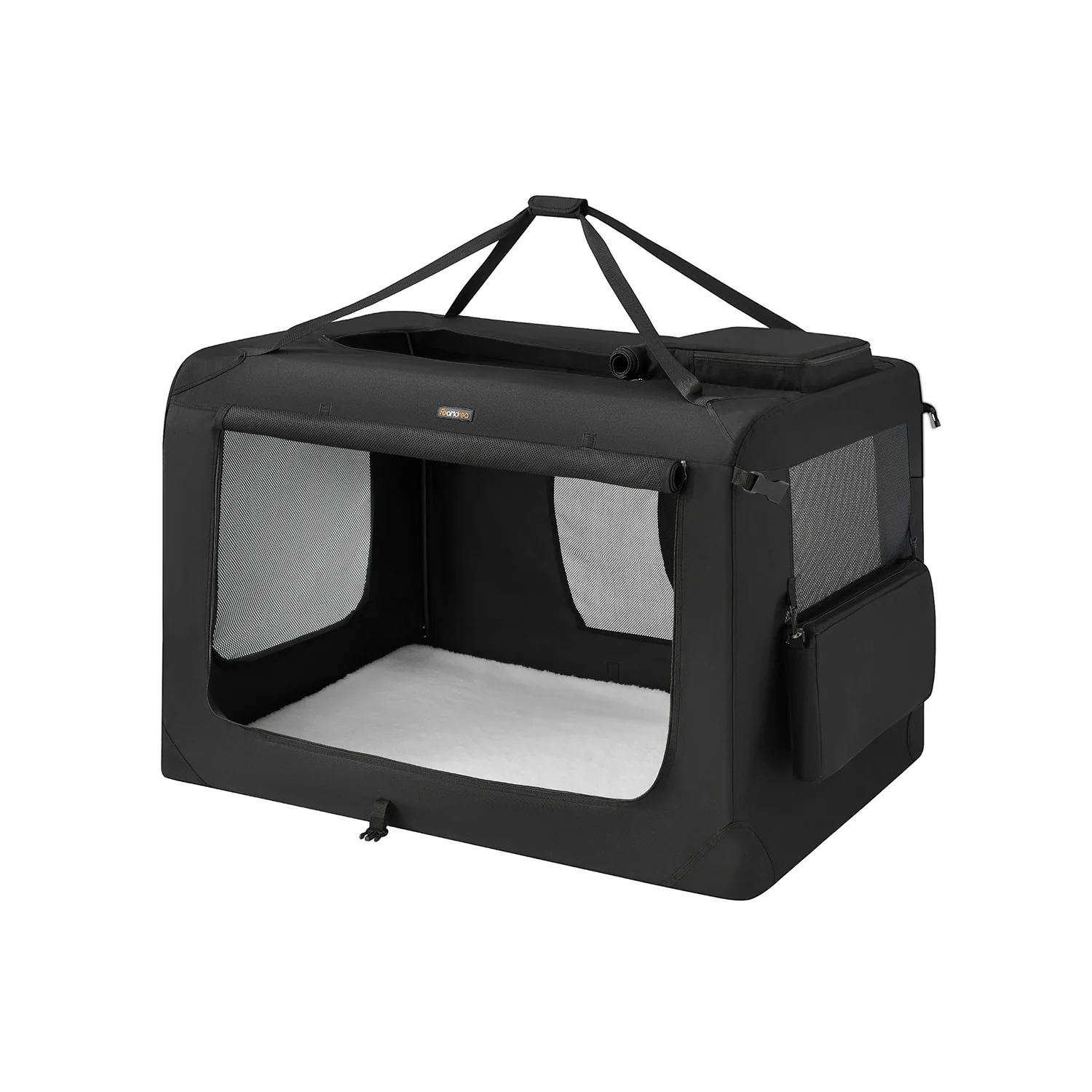 Hundebox mit Griffen aus Metallrahmen schwarz