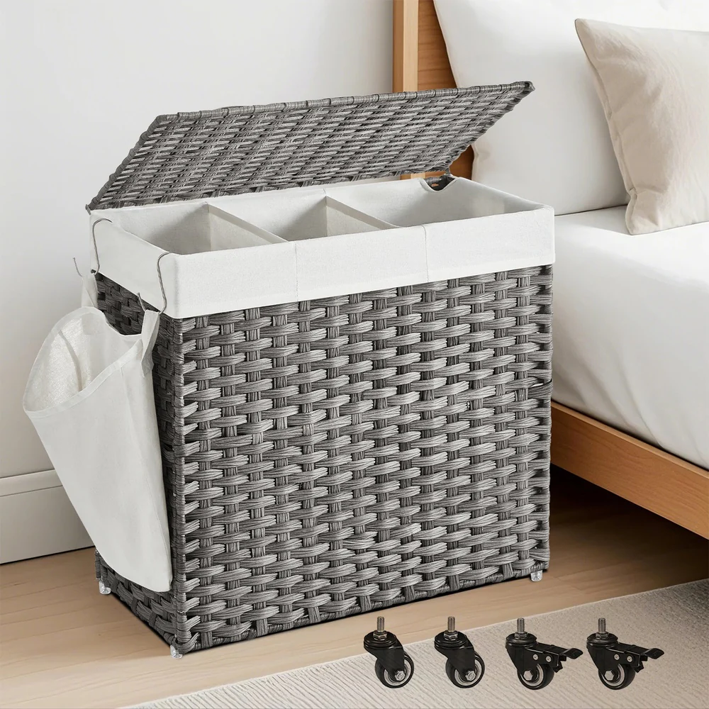 140 L handgeflochtener Wäschekorb aus Polyrattan