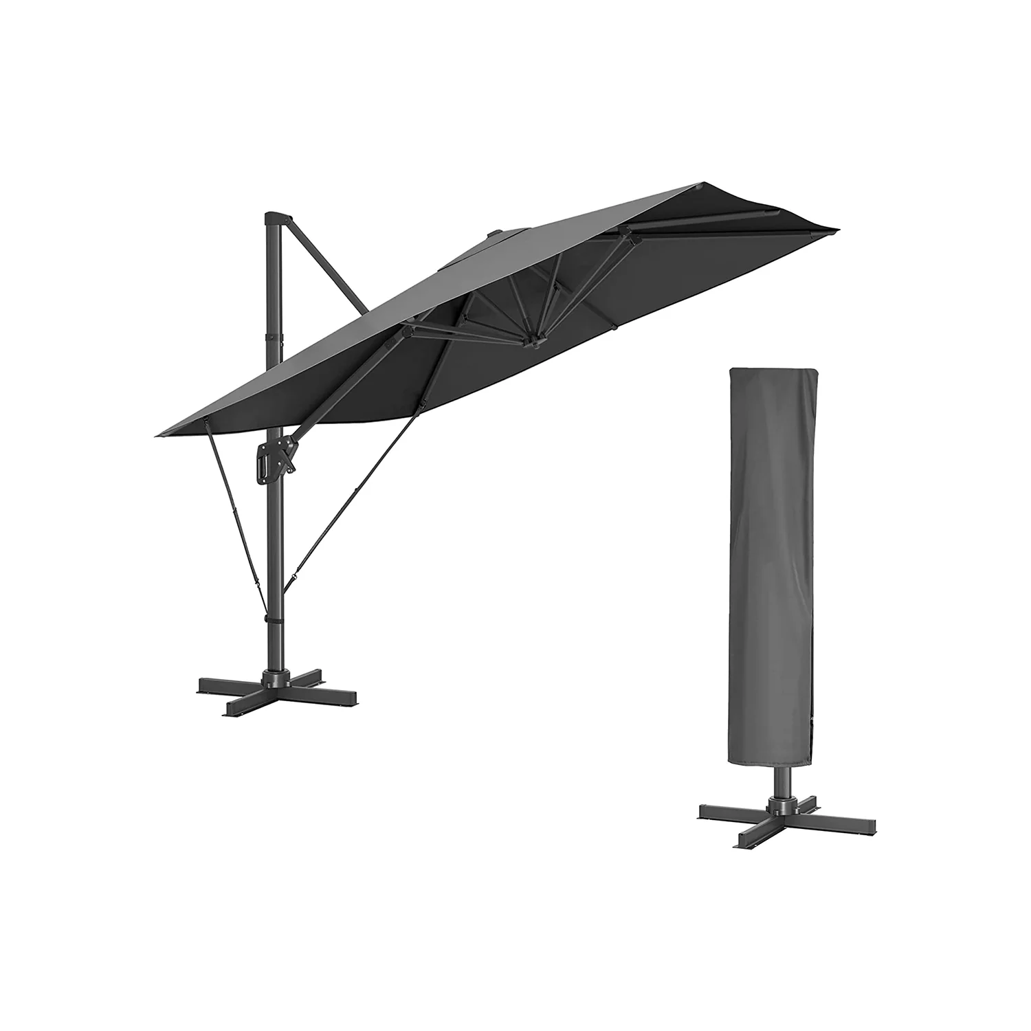 360° drehbarer Sonnenschirm mit Kurbel und Ständer - Image 2
