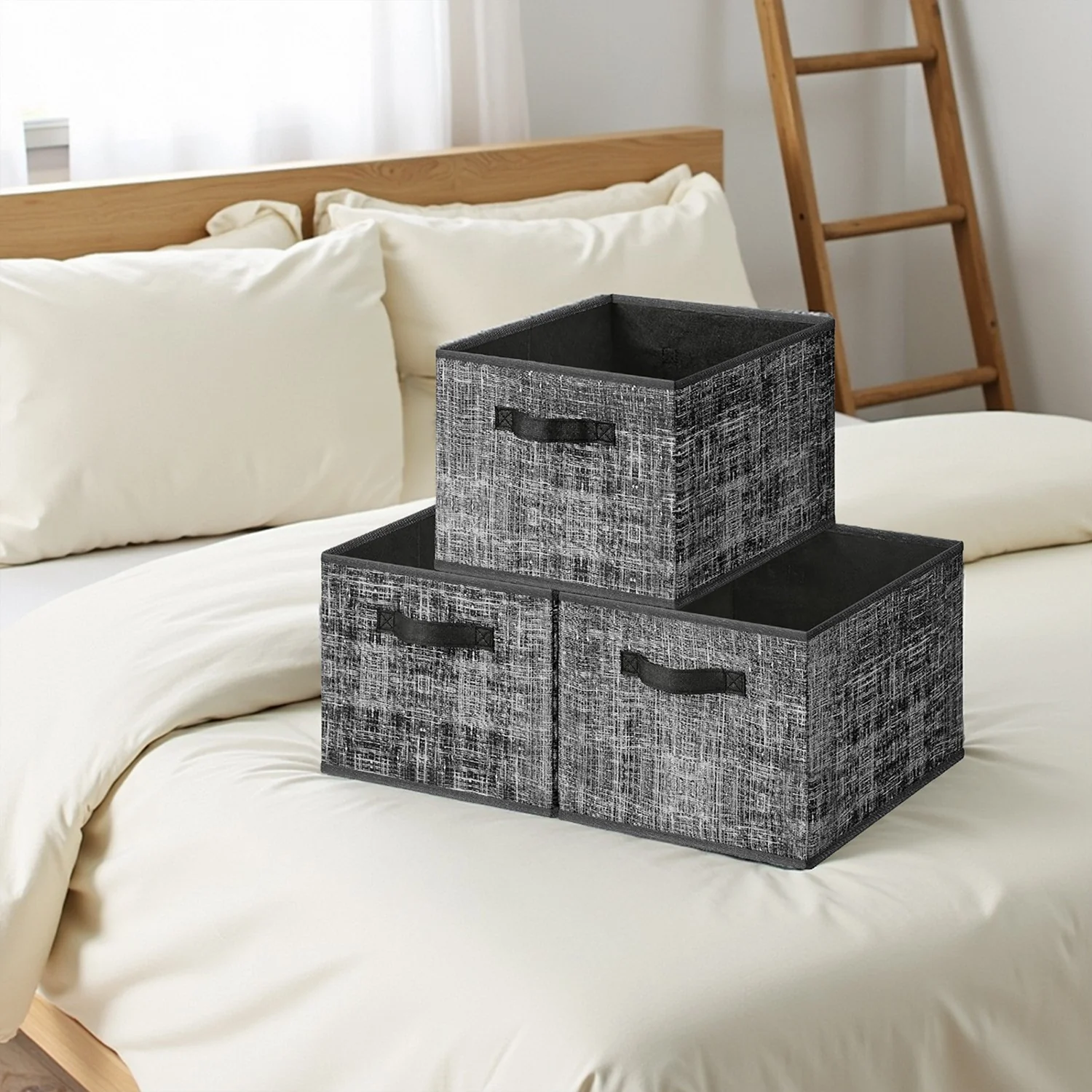Aufbewahrungsbox 3er Set 30 x 20 x 15 cm tintenschwarz