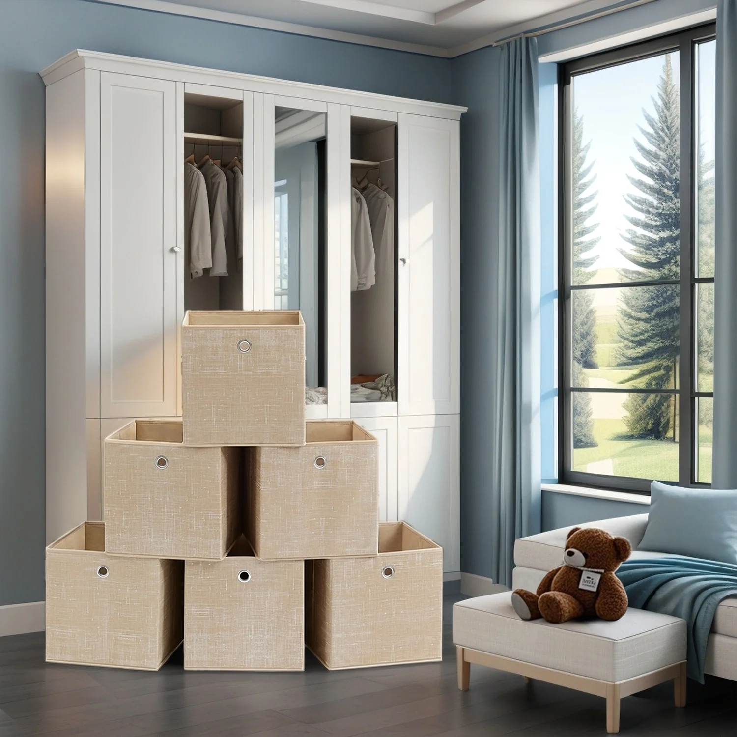 Aufbewahrungsbox 6er Set aus Vliesstoff mit Griff