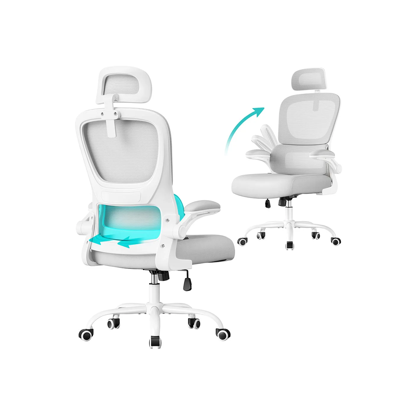 Ergonomischer Bürostuhl mit Netzgewebe und klappbaren Armlehnen - Image 2