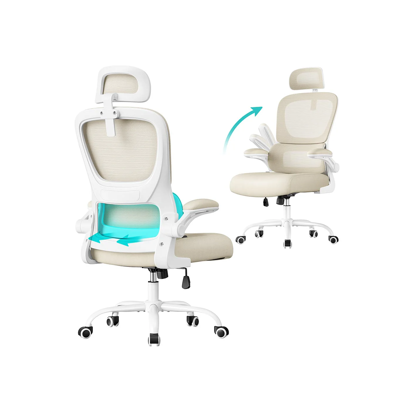 Ergonomischer Bürostuhl mit Netzgewebe und klappbaren Armlehnen - Image 3