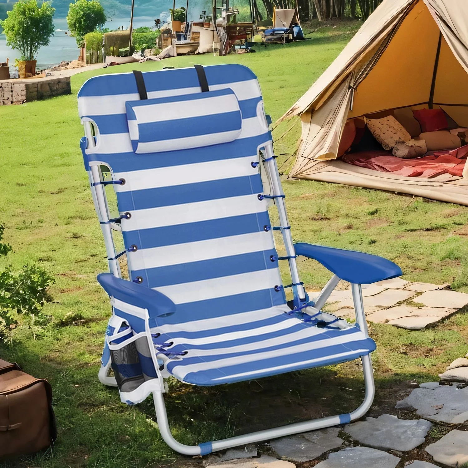Faltbarer Strandstuhl mit Kopfkissen