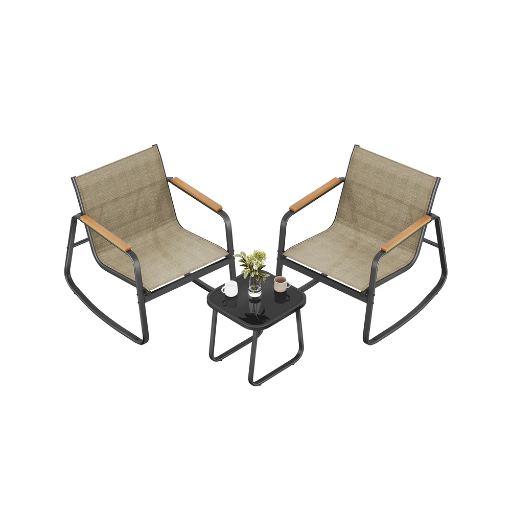 Gartenmöbel-Set 2 Schaukelstühle mit Tisch - Image 2