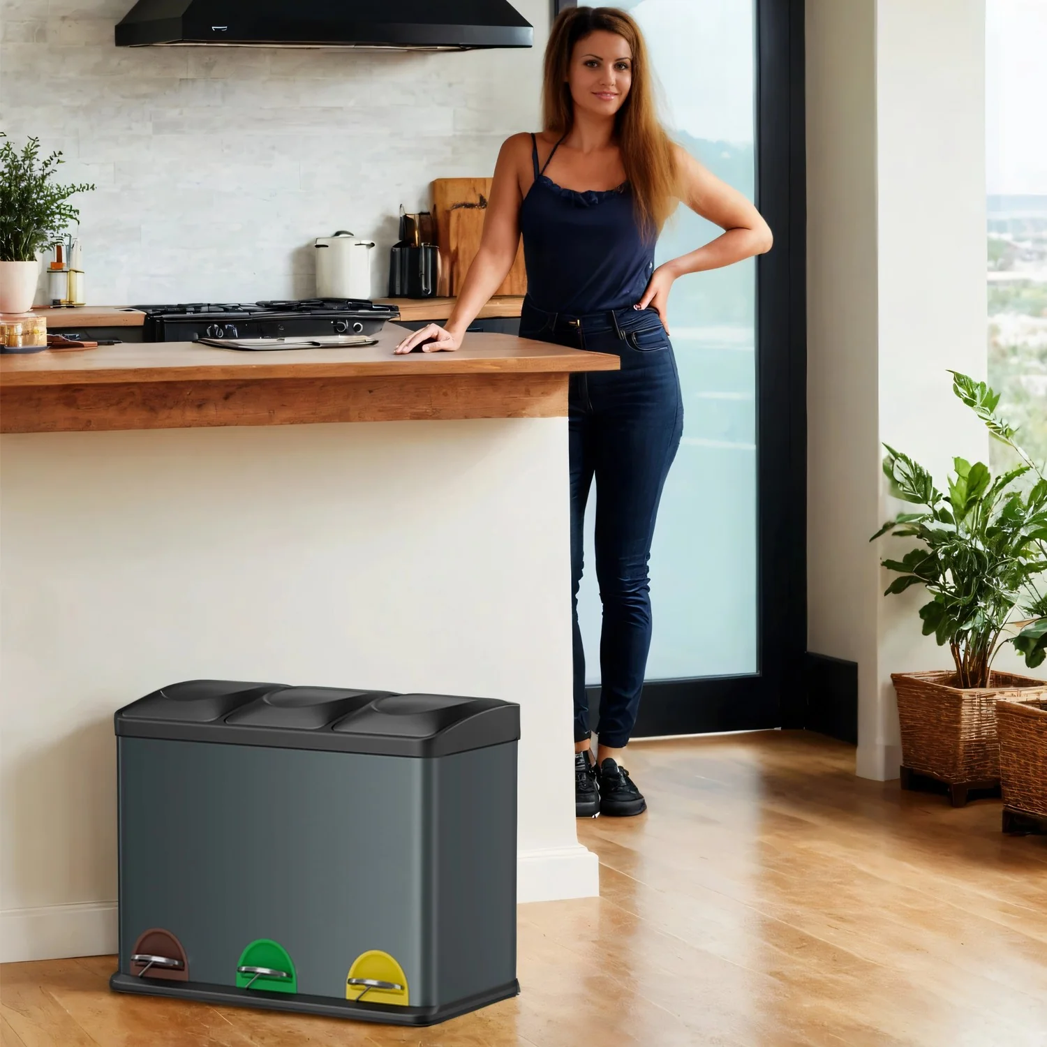 Großer Mülltrenner 45 Liter (3 x 15 L) - Image 3