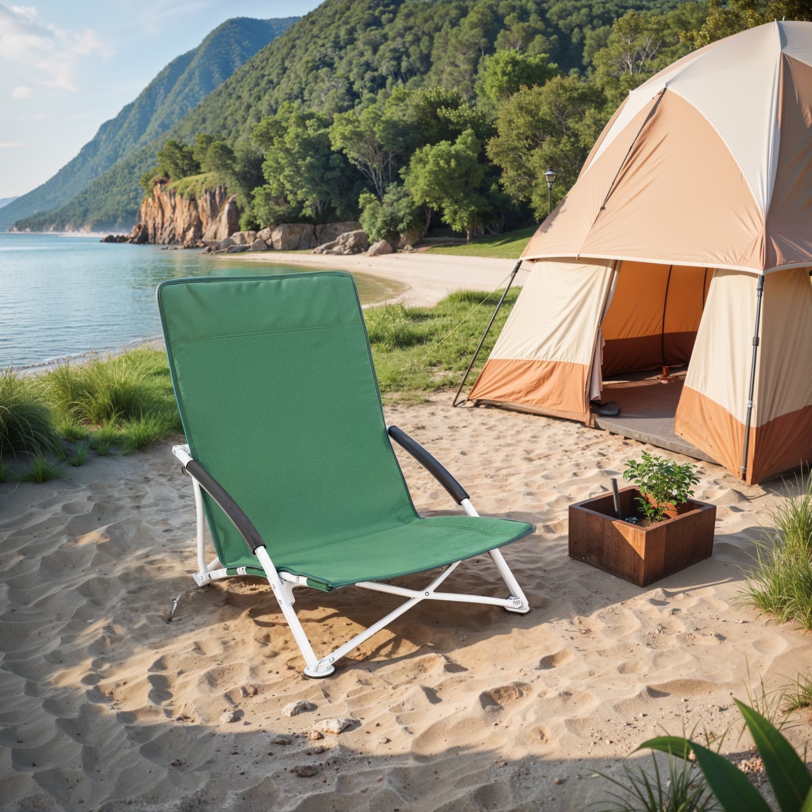 Klappbarer Campingstuhl mit Tragetasche