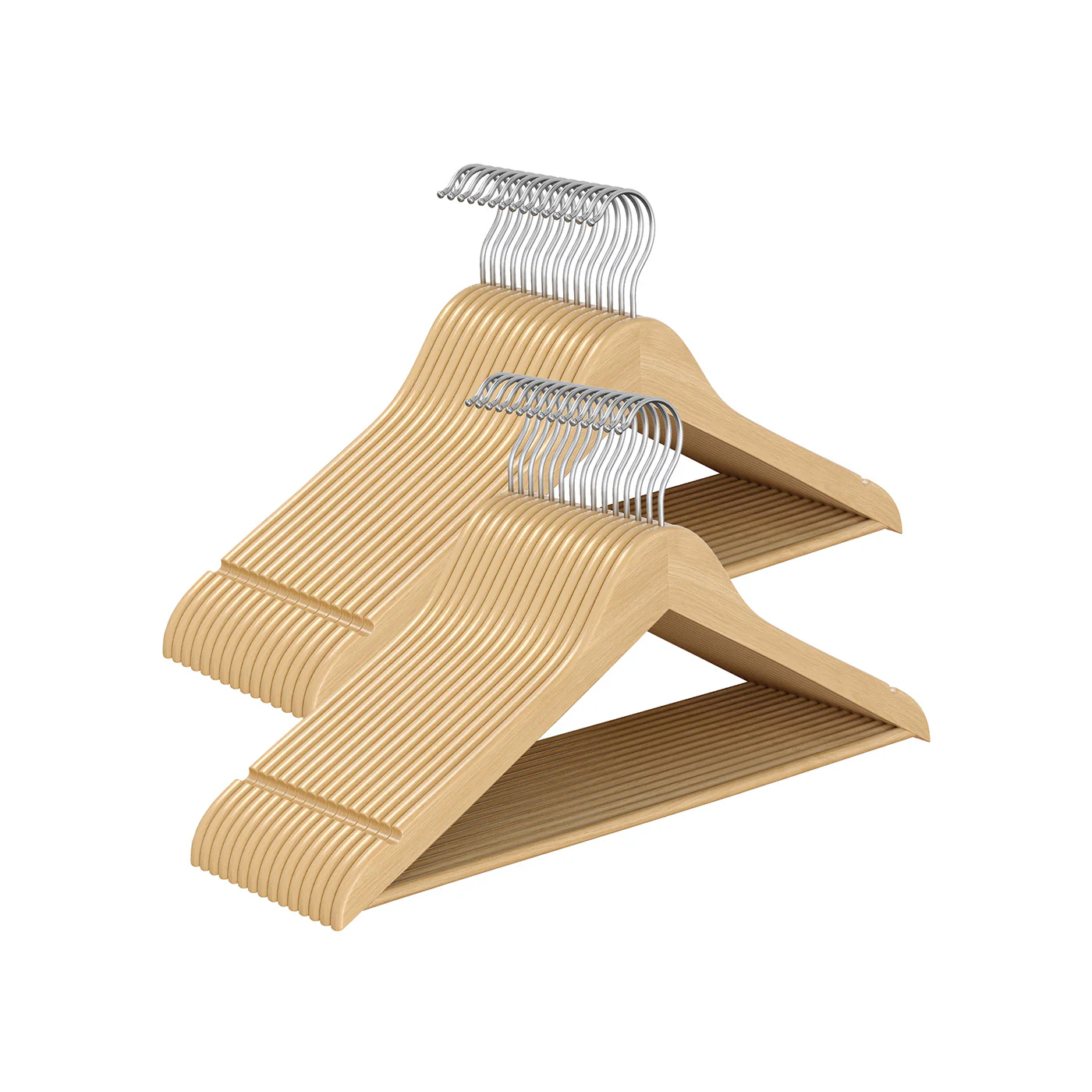 Kleiderbügel Holz Set mit 360°drehbarem Haken Birkenholz-Träger - Image 2