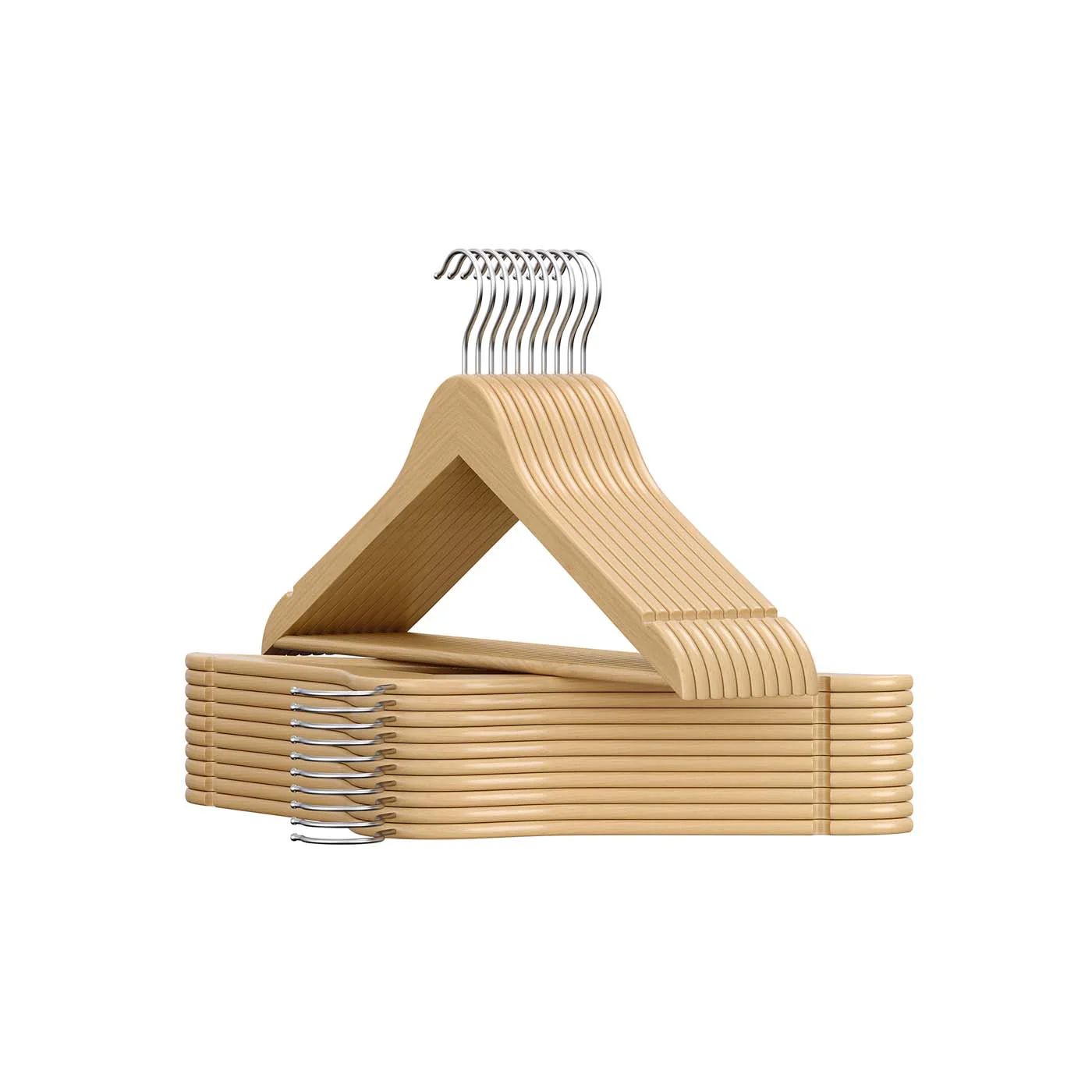 Kleiderbügel Holz Set mit 360°drehbarem Haken Birkenholz-Träger - Image 4