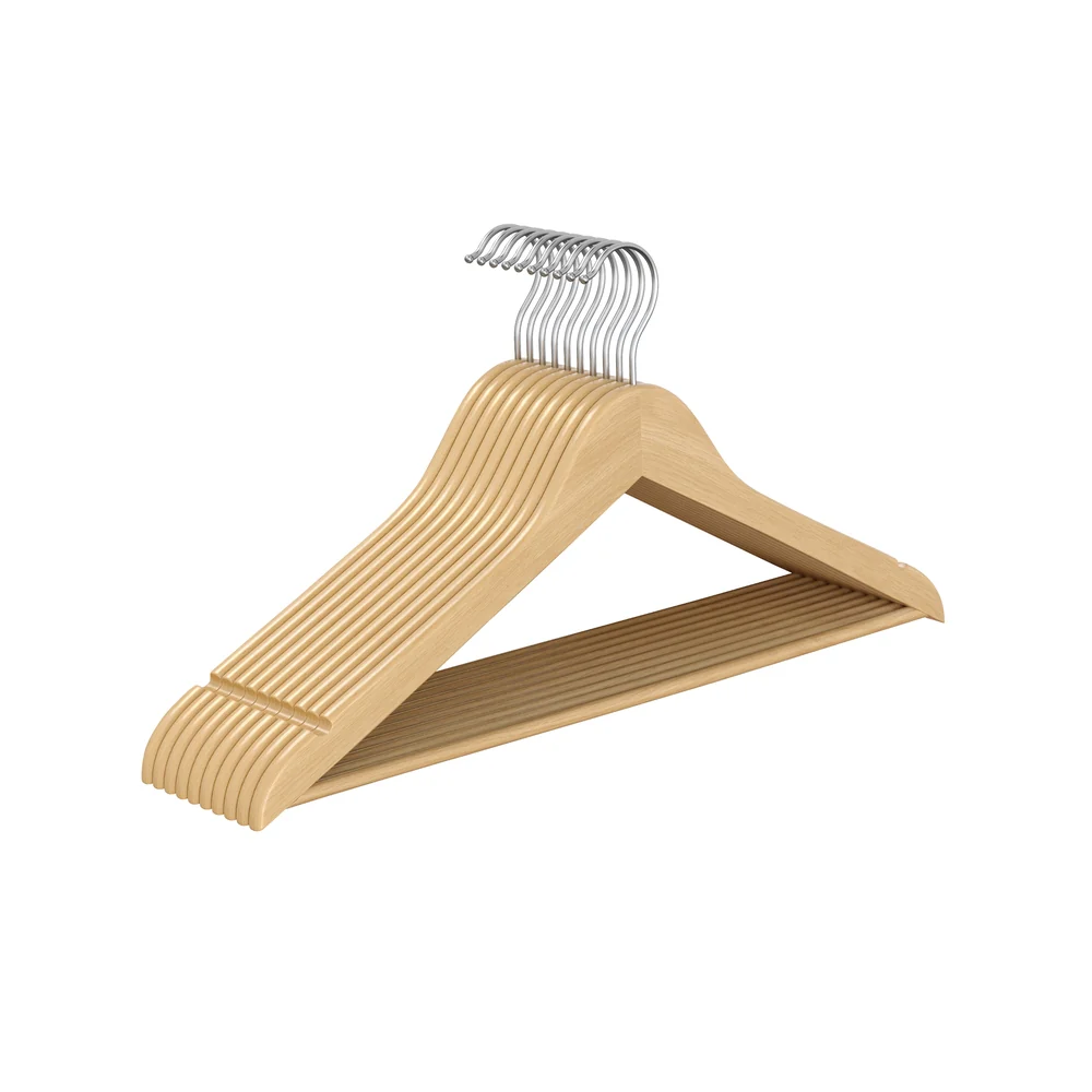 Kleiderbügel Holz Set mit 360°drehbarem Haken Birkenholz-Träger - Image 7