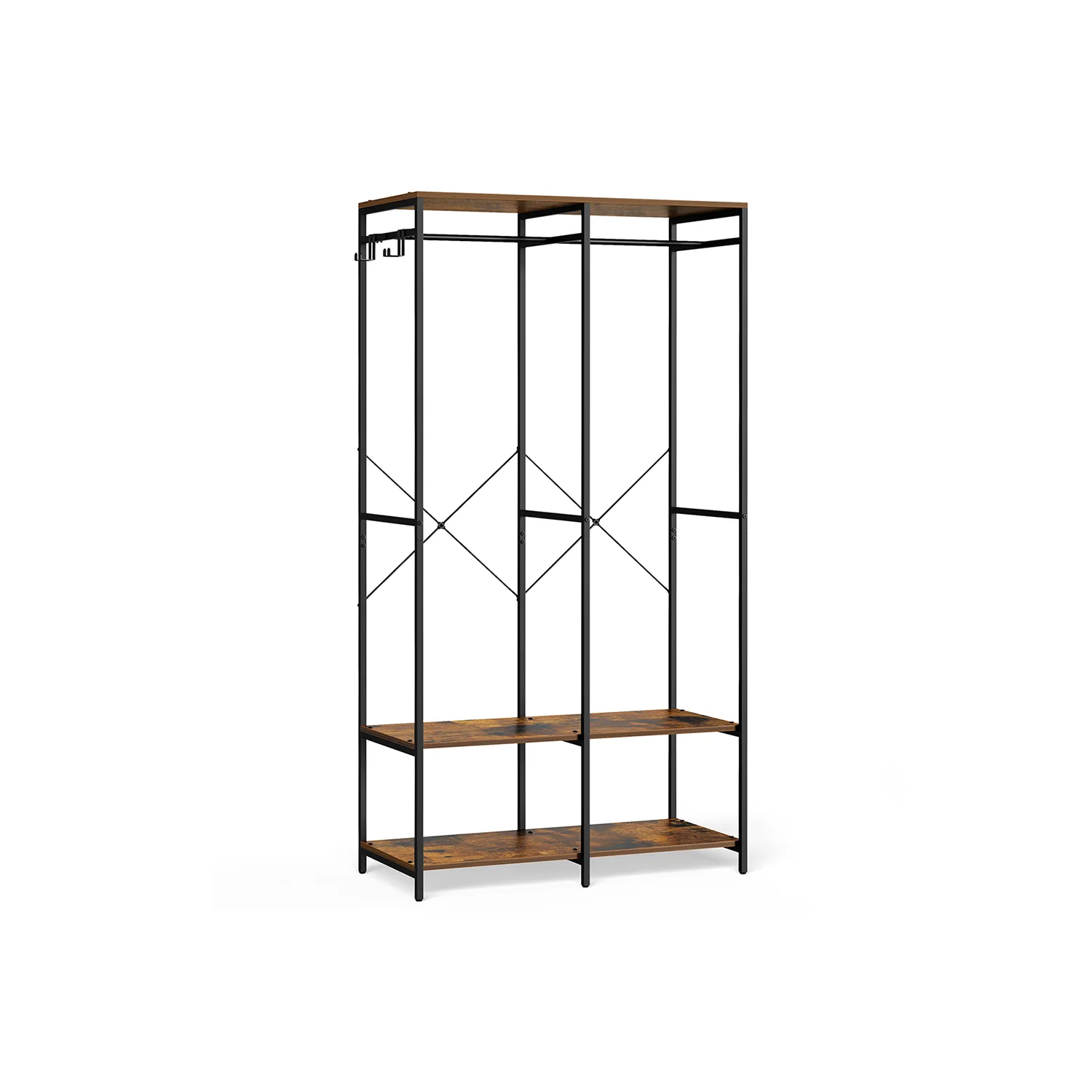 Kleiderschrank offen mit Kleiderstange und Haken - Image 2