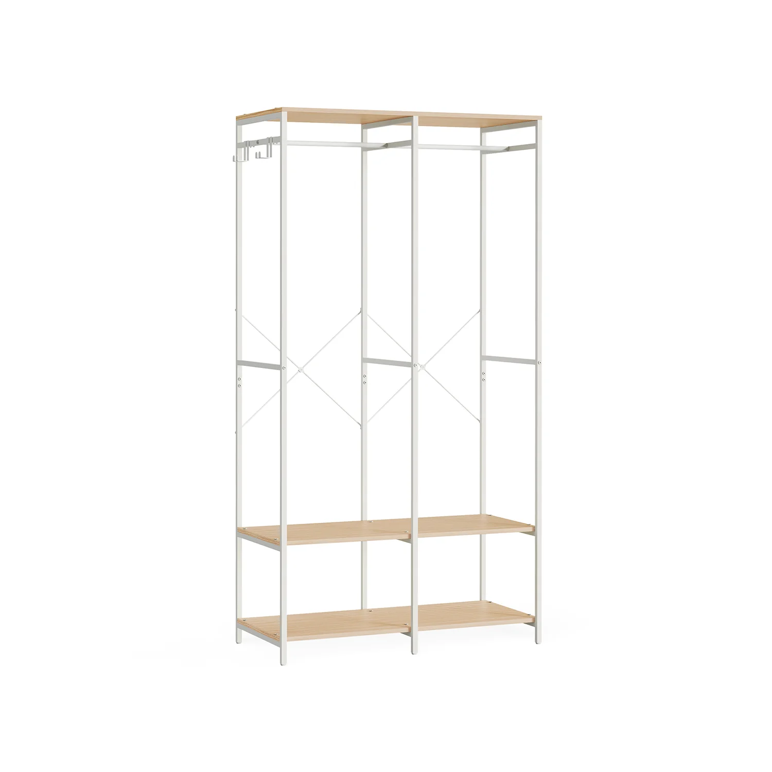Kleiderschrank offen mit Kleiderstange und Haken - Image 3