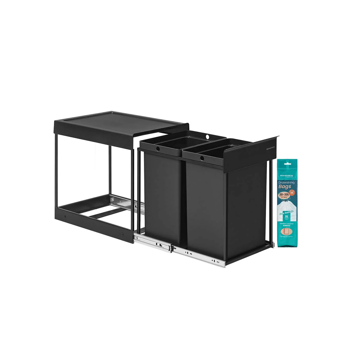 Mülleimer mit zwei Fächern und ausziehbarem Mülltrennsystem - Image 2