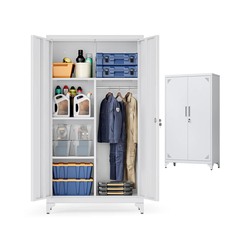 Metallschrank mit Fächern und Kleiderstange abschließbar - Image 2