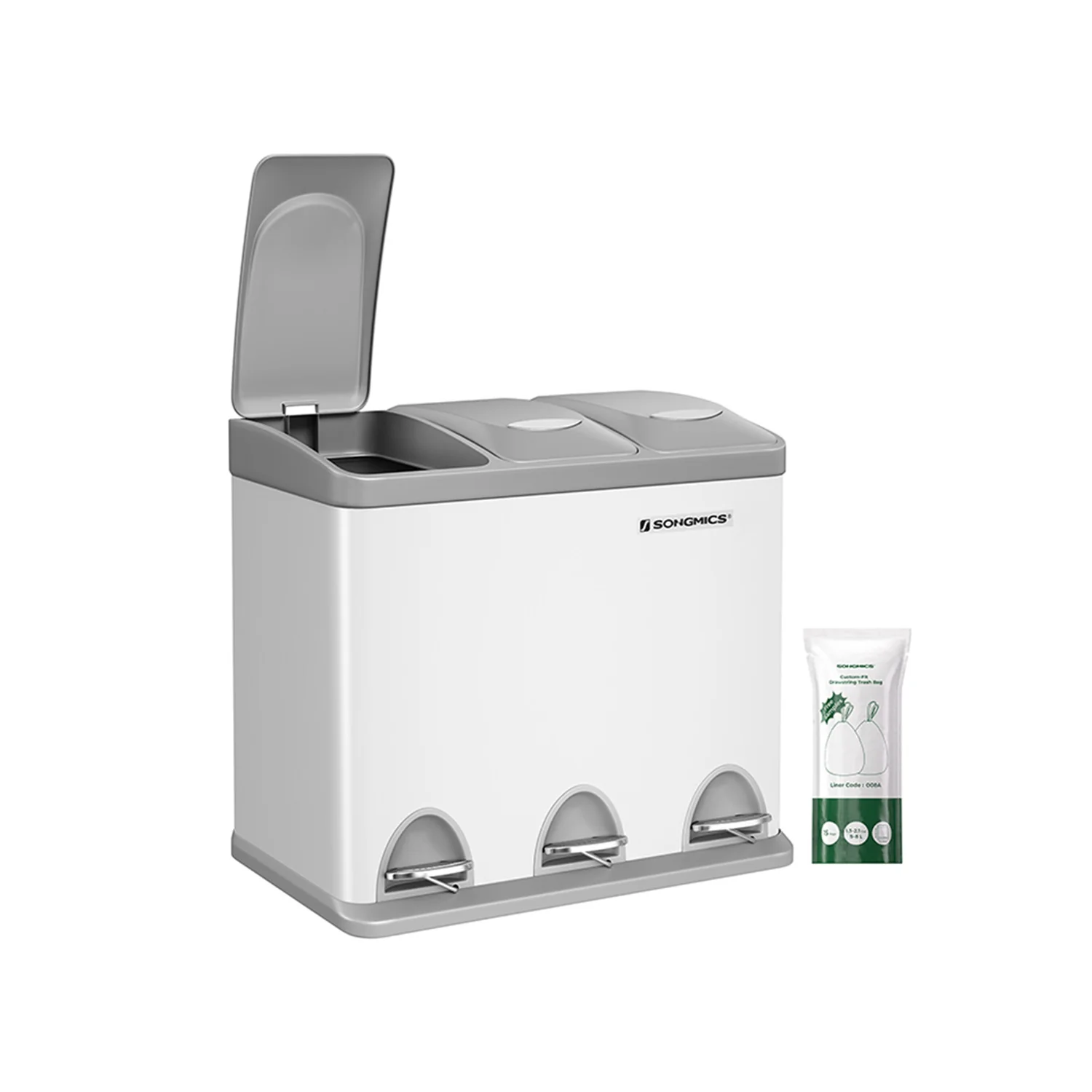 Mülleimer mit 3 getrennten Fächern - Image 4