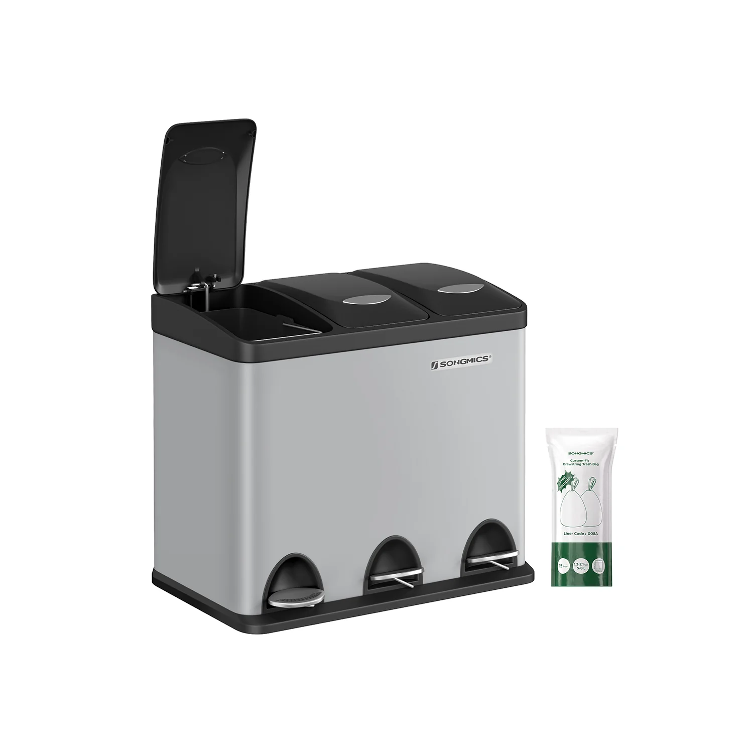 Mülleimer mit 3 getrennten Fächern - Image 6