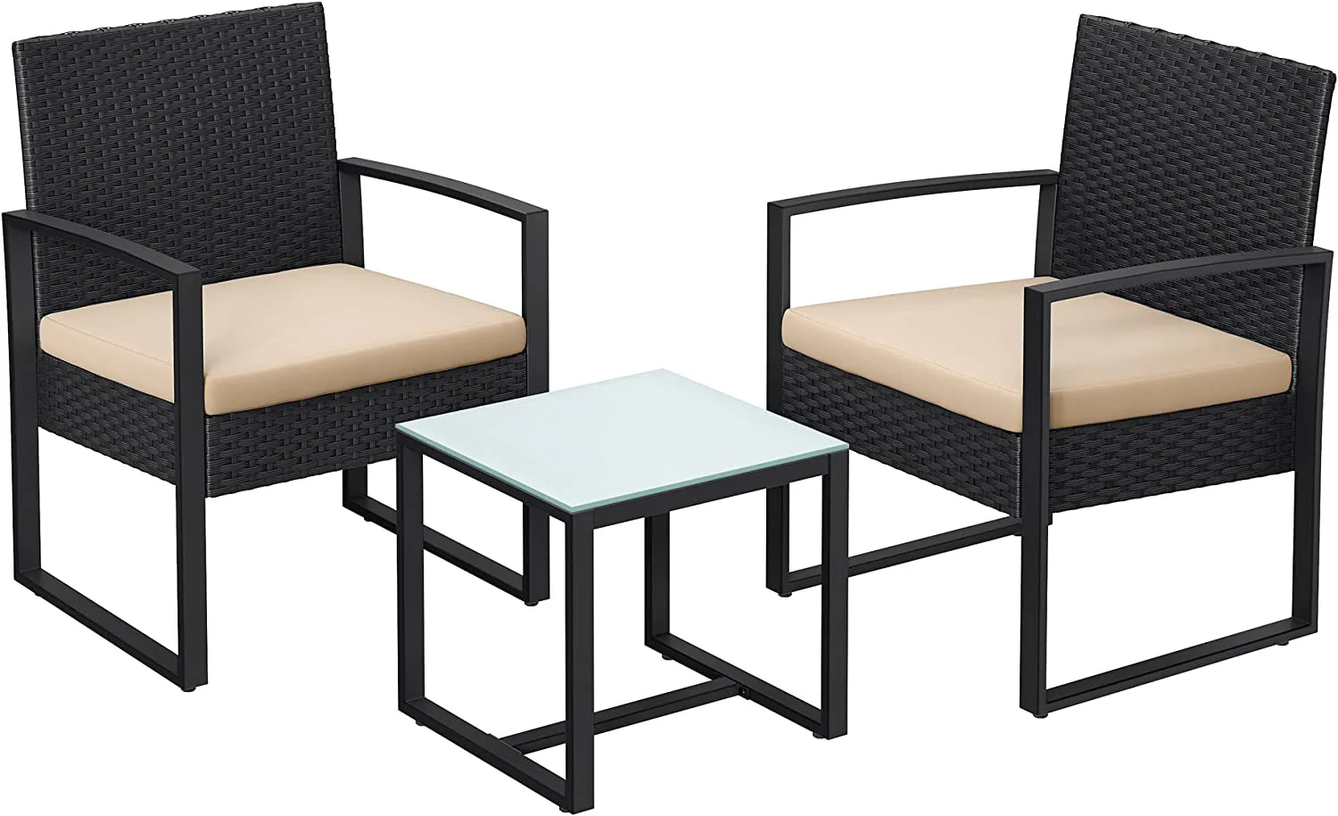 PE-Polyrattan Gartenmöbel-Set mit Tisch und 2 Stühlen - Image 2