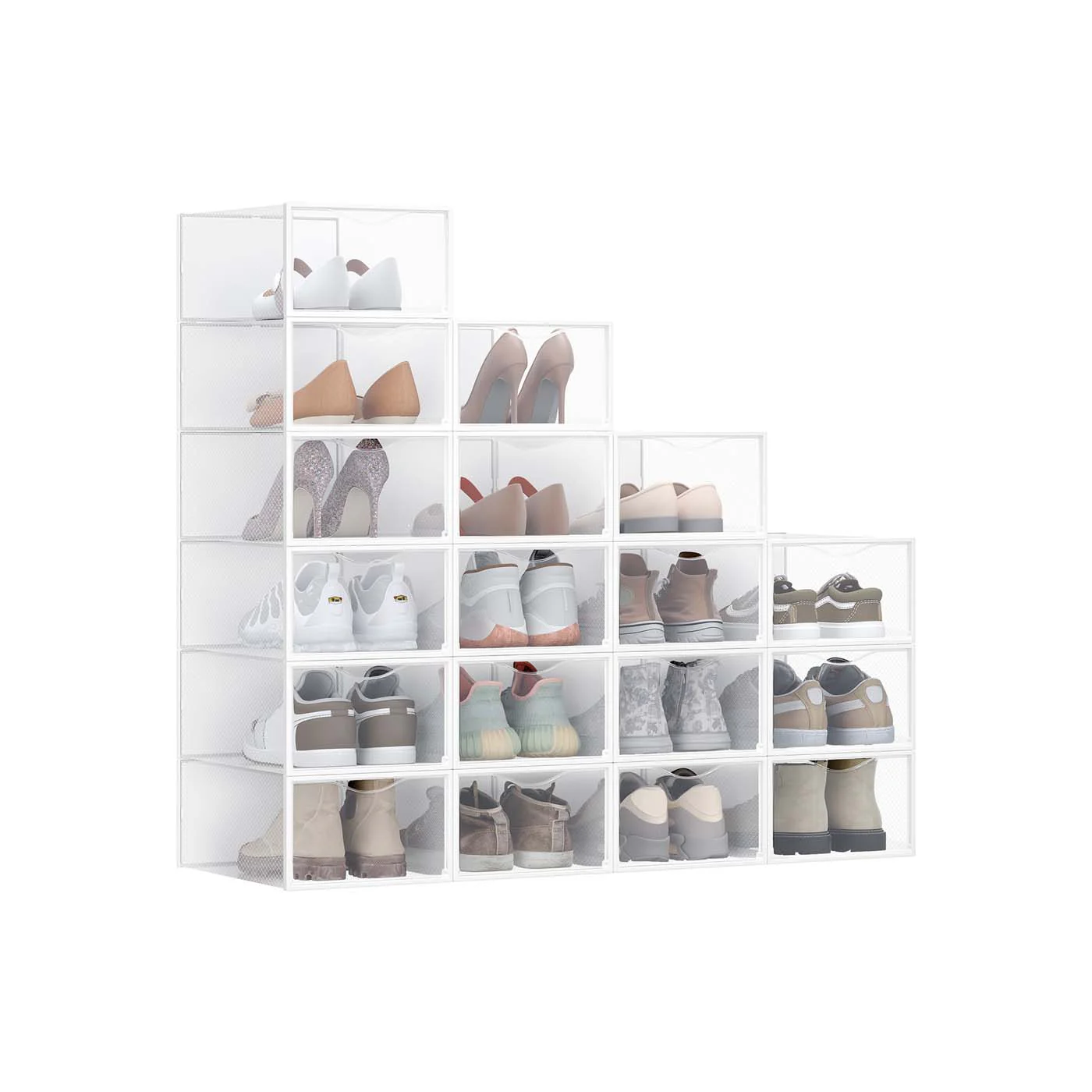Praktisches Set stapelbarer Schuhboxen mit transparenter Tür - Image 2