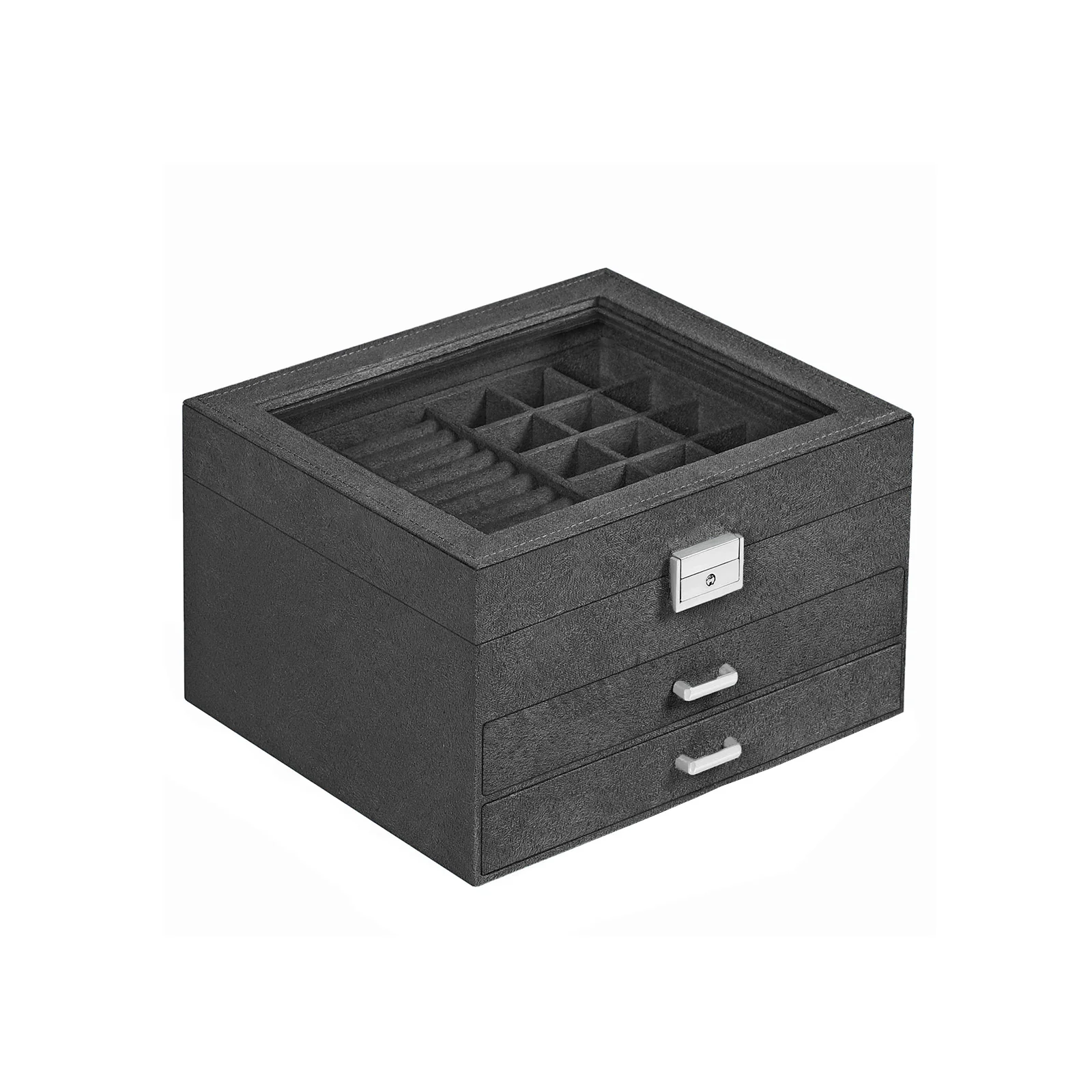 Schmuckbox mit 3 Ebenen und Glasdeckel - Image 2