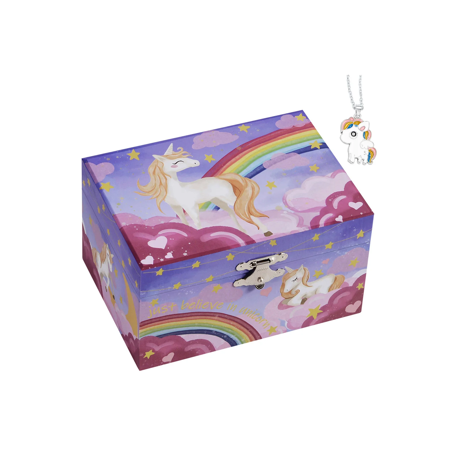 Schmuckkästchen mit Spiegel und Einhorn-Motiv - Image 2