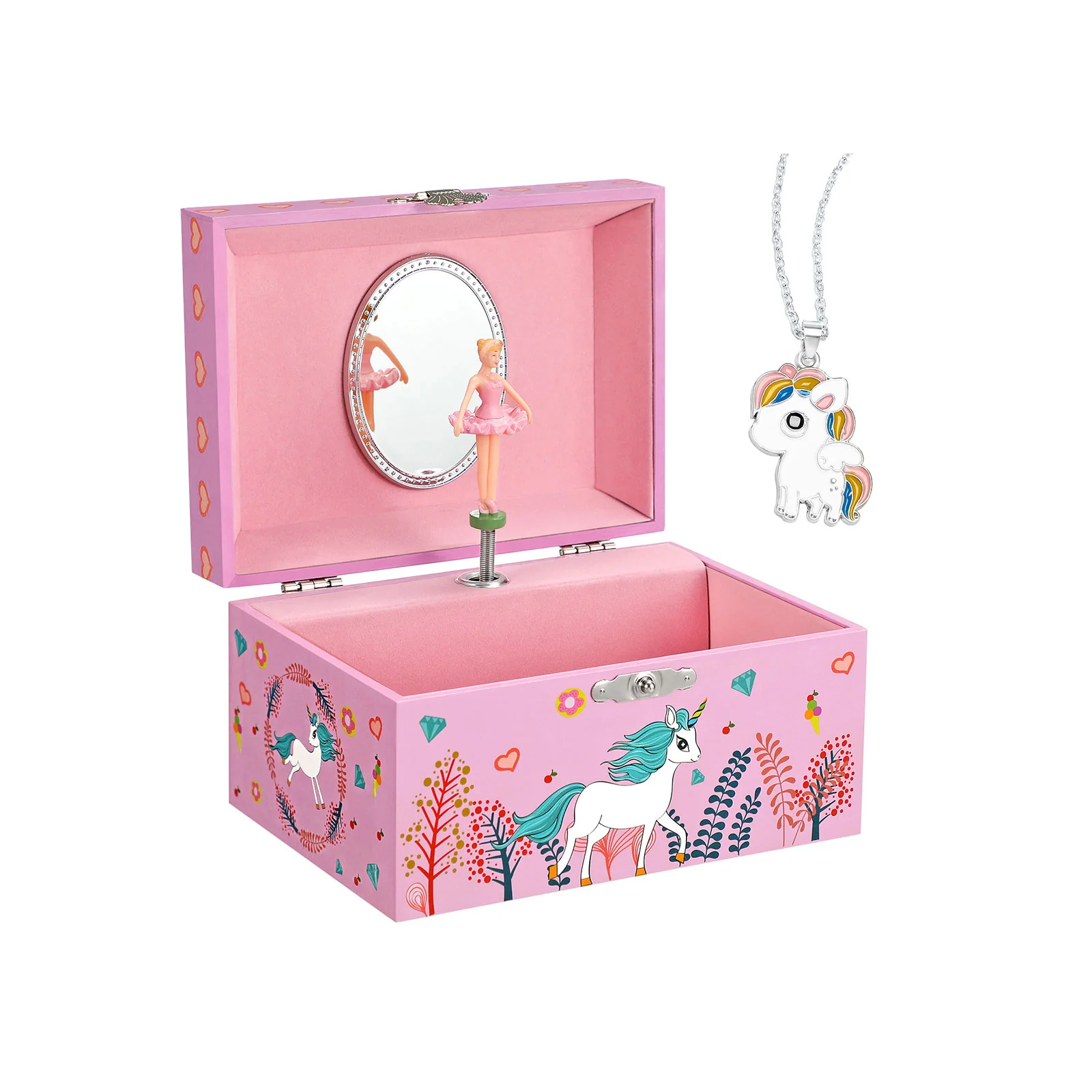 Schmuckkästchen mit Spiegel und Einhorn-Motiv - Image 3