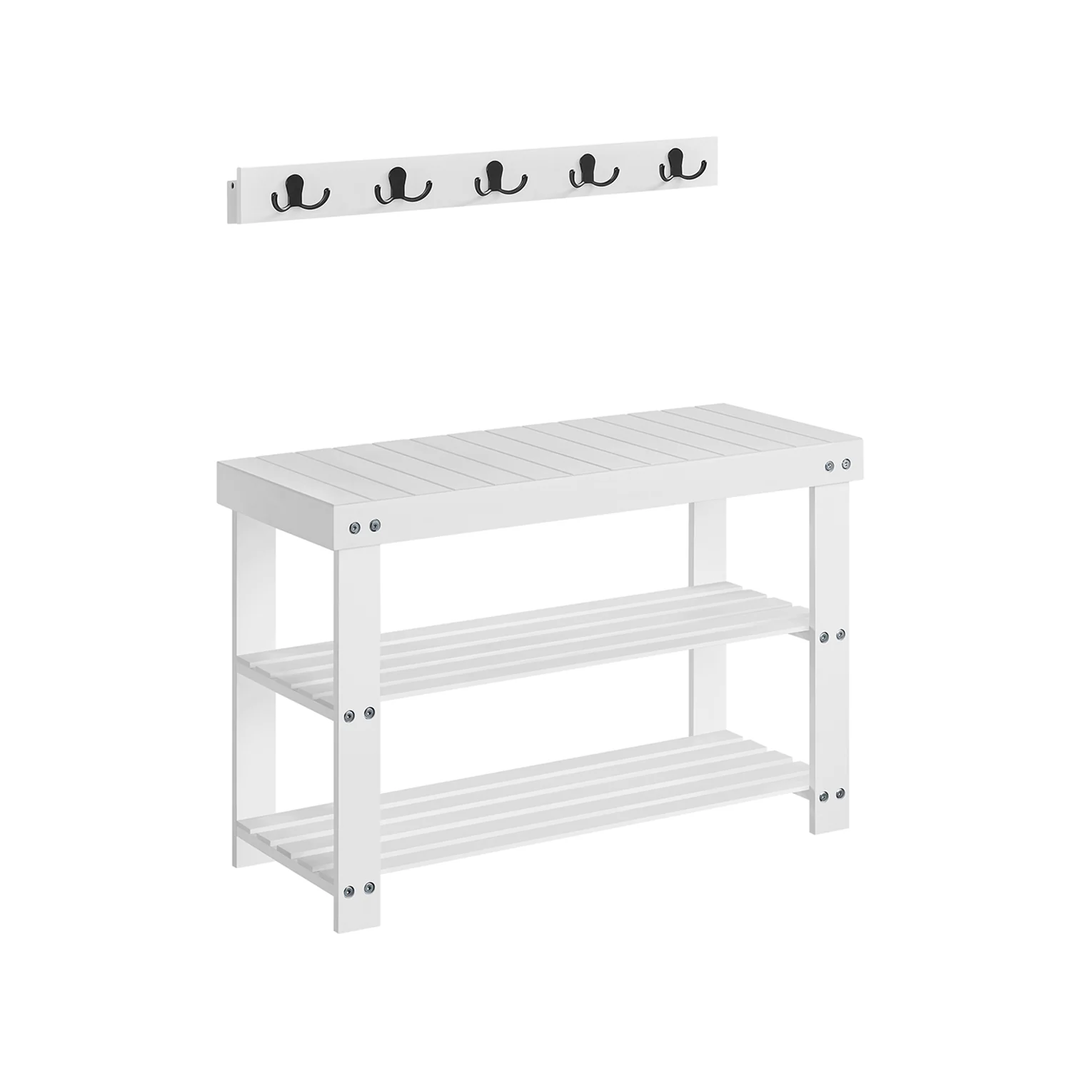 Schuhbank Wandgarderobe Set aus Bambus naturbeige - Image 2