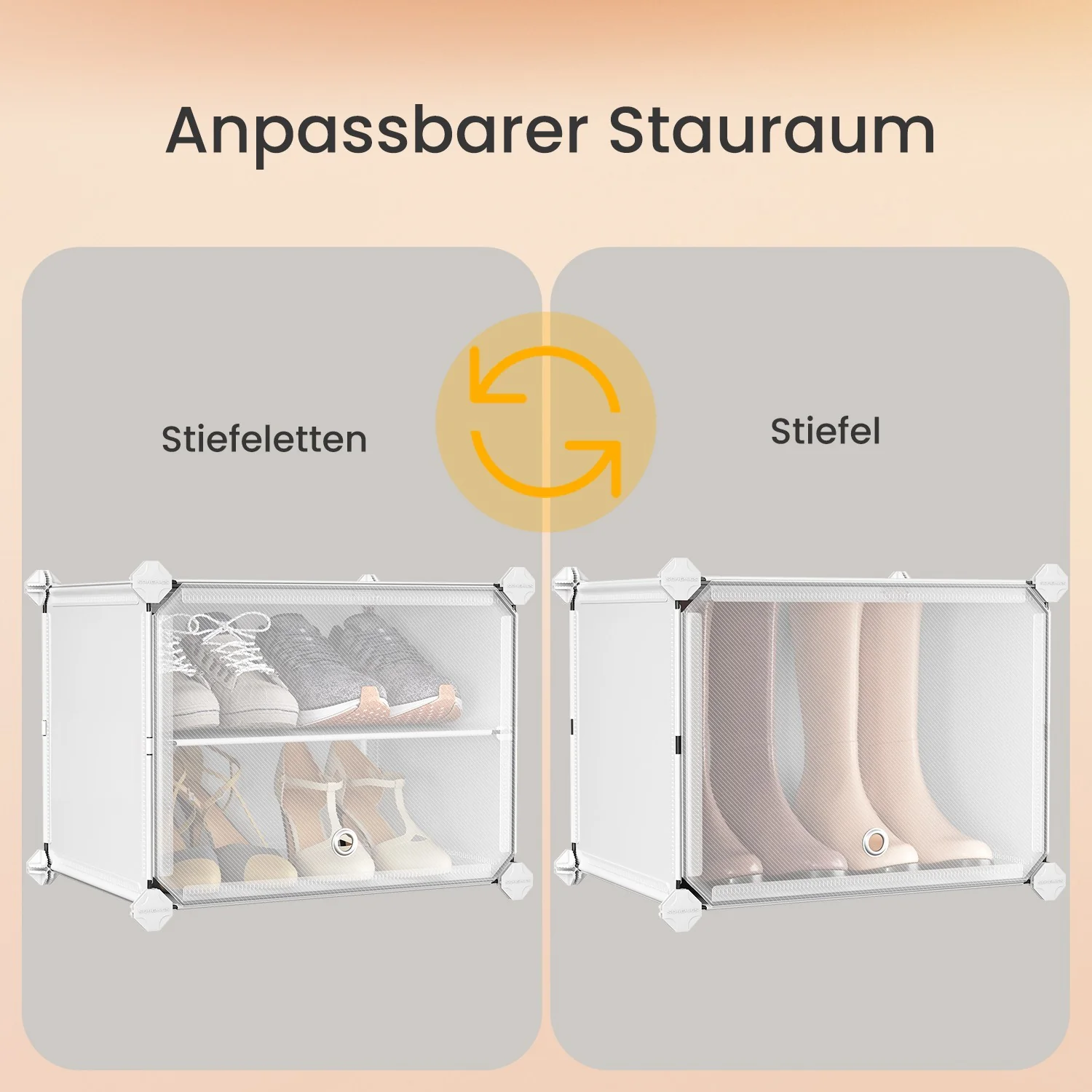 Schuhregal 10 Fächer aus Kunststoff und Stahlrahmen mit Türen - Image 2