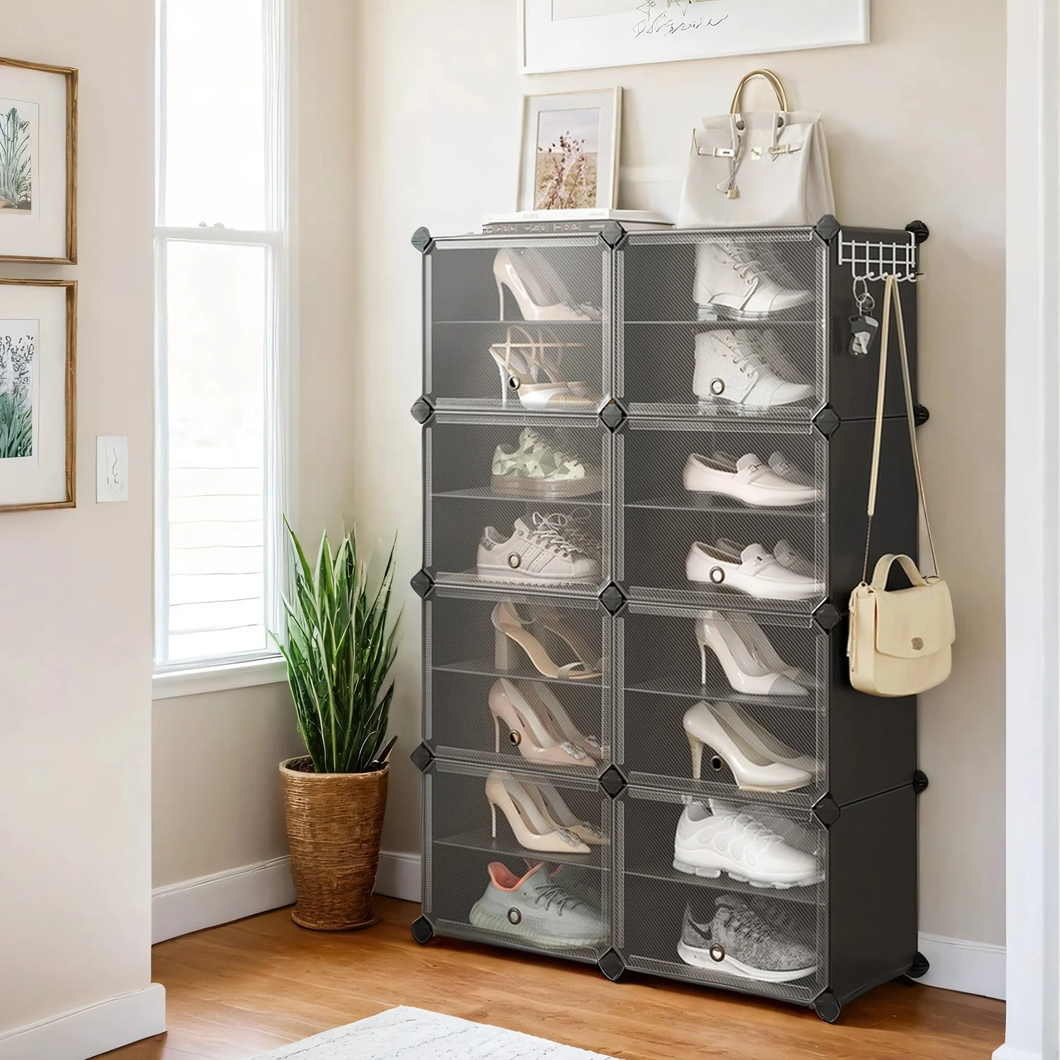 Schuhregal, Schuhschrank mit 8 Fächern, Stahlrahmen
