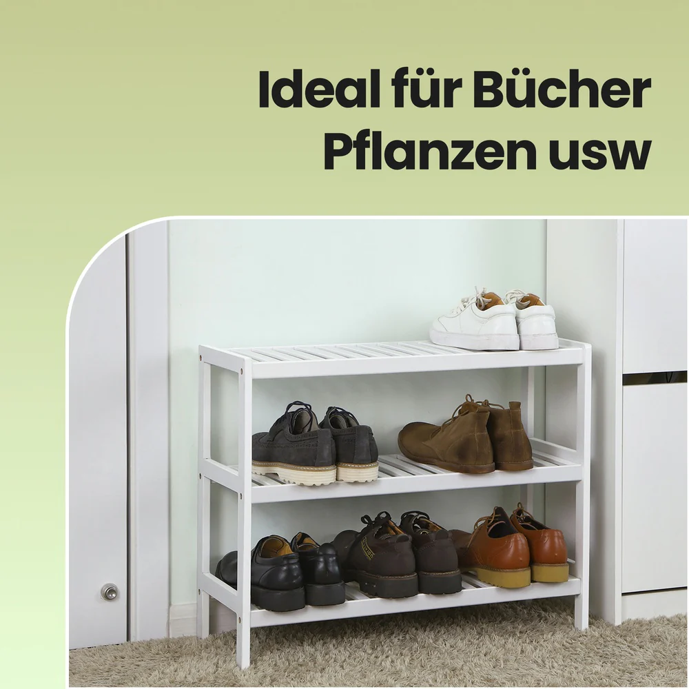 Schuhregal aus Bambus Weiß