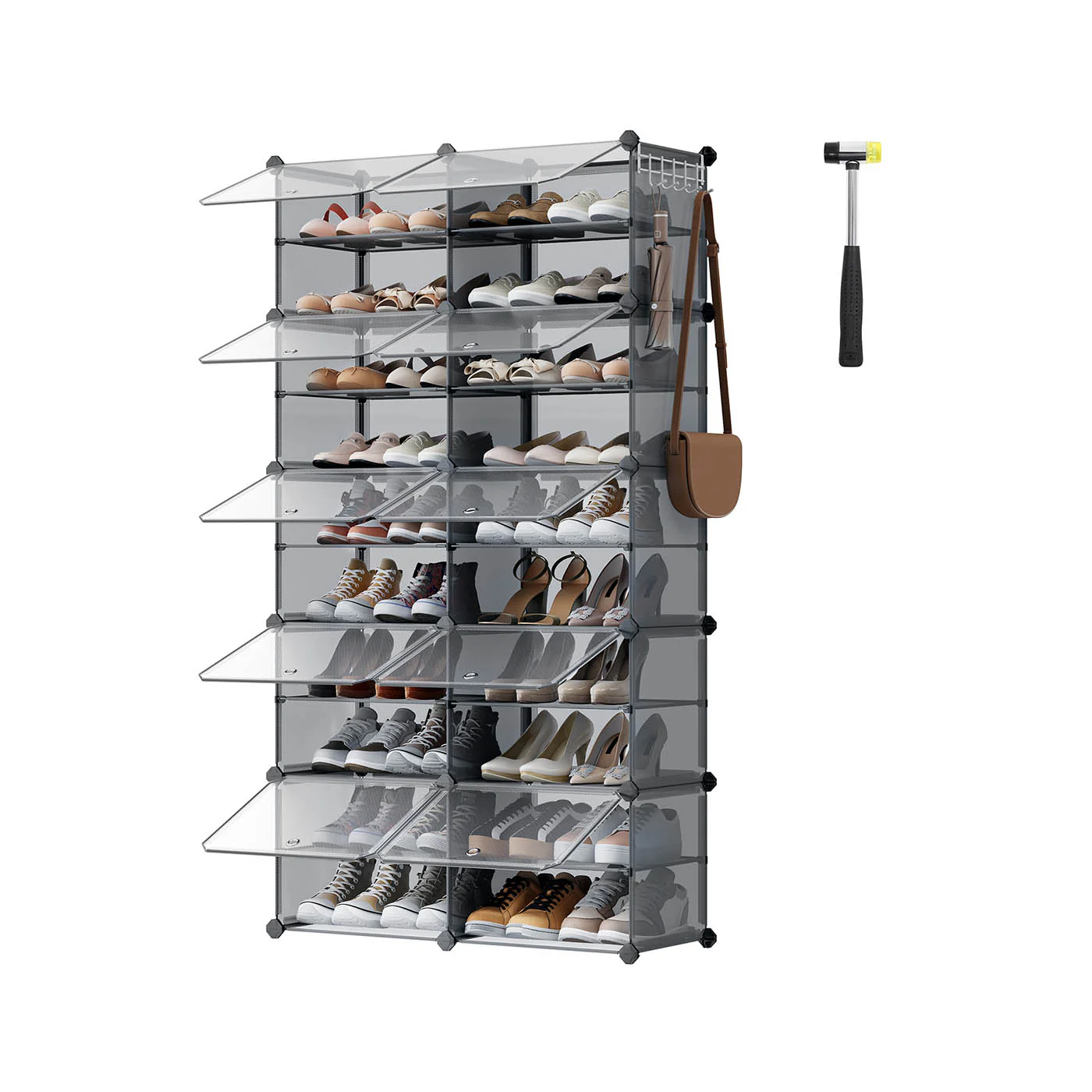 Schuhregal Fächer aus Kunststoff und Stahlrahmen mit Türen - Image 3