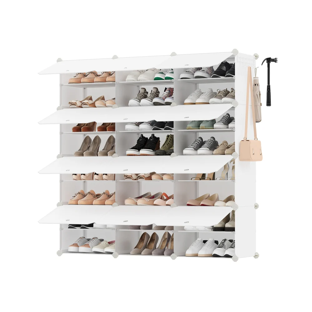 Schuhregal Fächer aus Kunststoff und Stahlrahmen mit Türen - Image 4