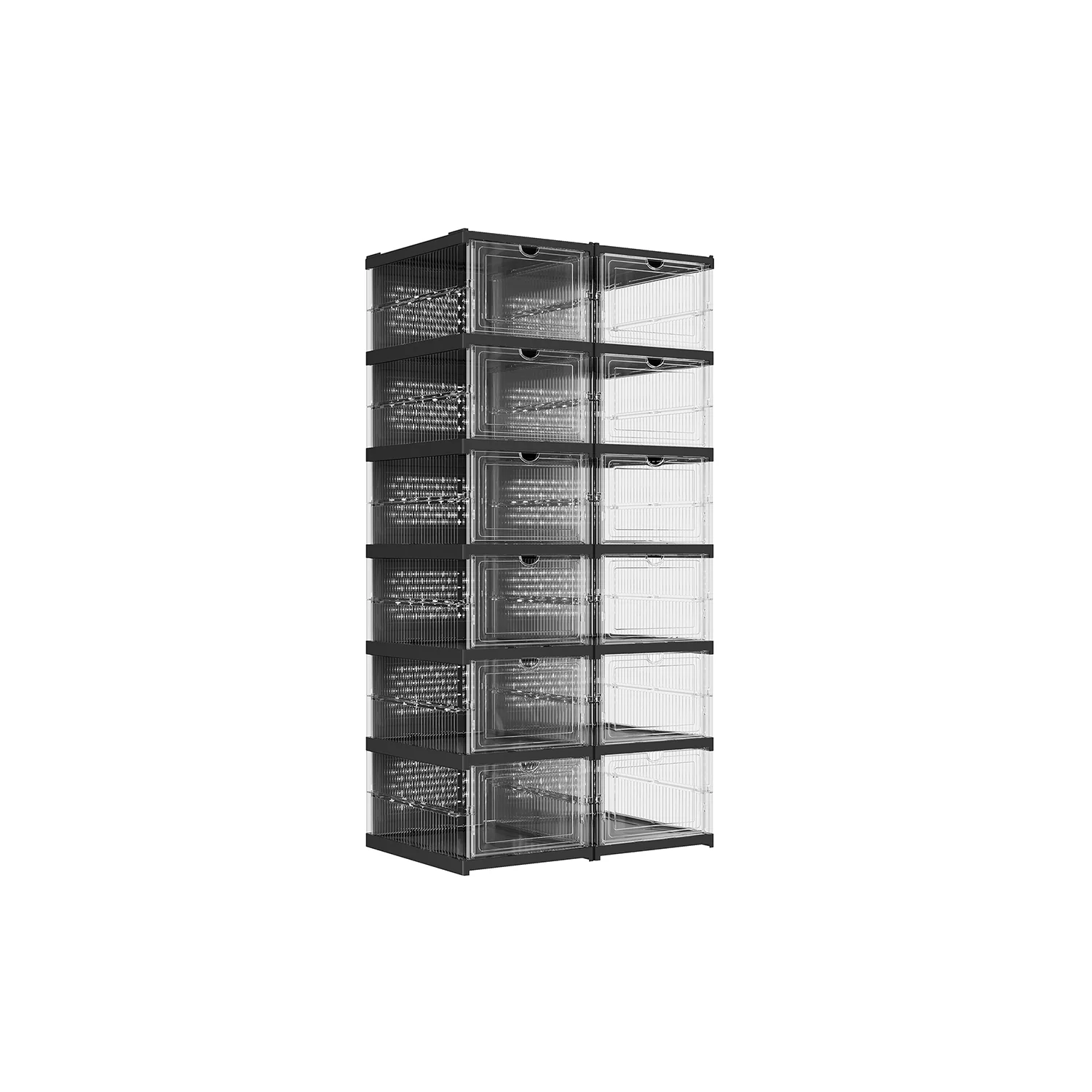 Schuhschrank mit 6 Schuhboxen transparent-tintenschwarz - Image 3