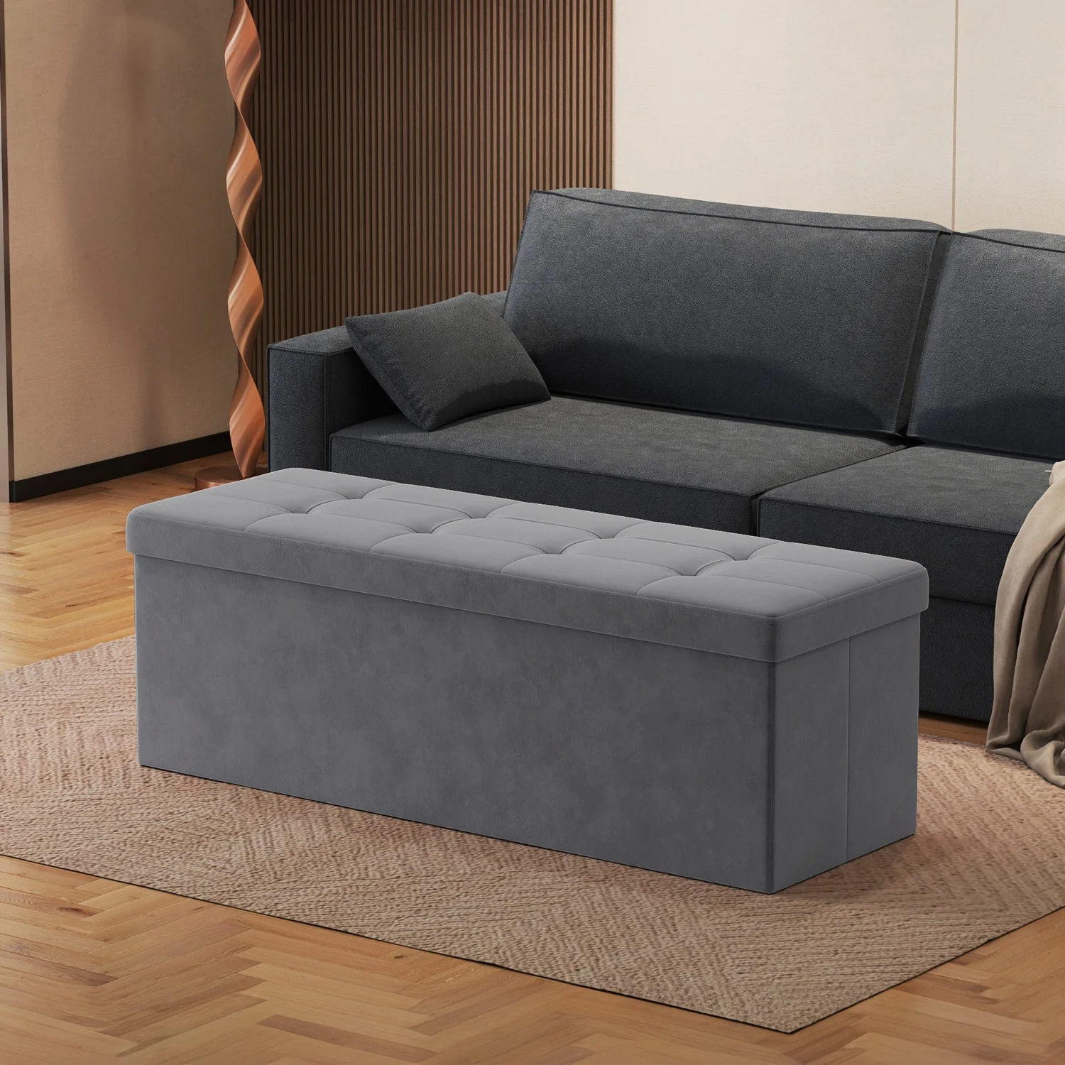 Sitzbank mit Stauraum aus Samt für Flur - Image 6