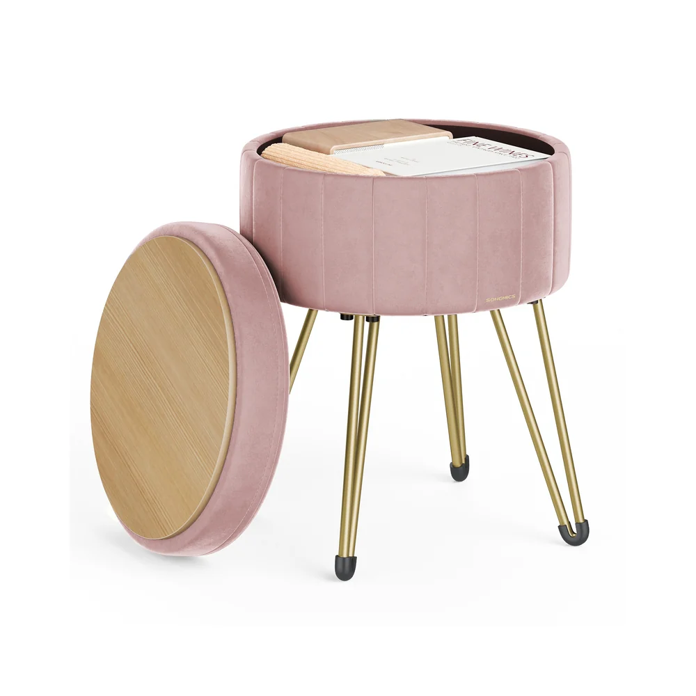 Sitzhocker mit Stauraum und 4 Metallbeinen tintenschwarz - Image 3