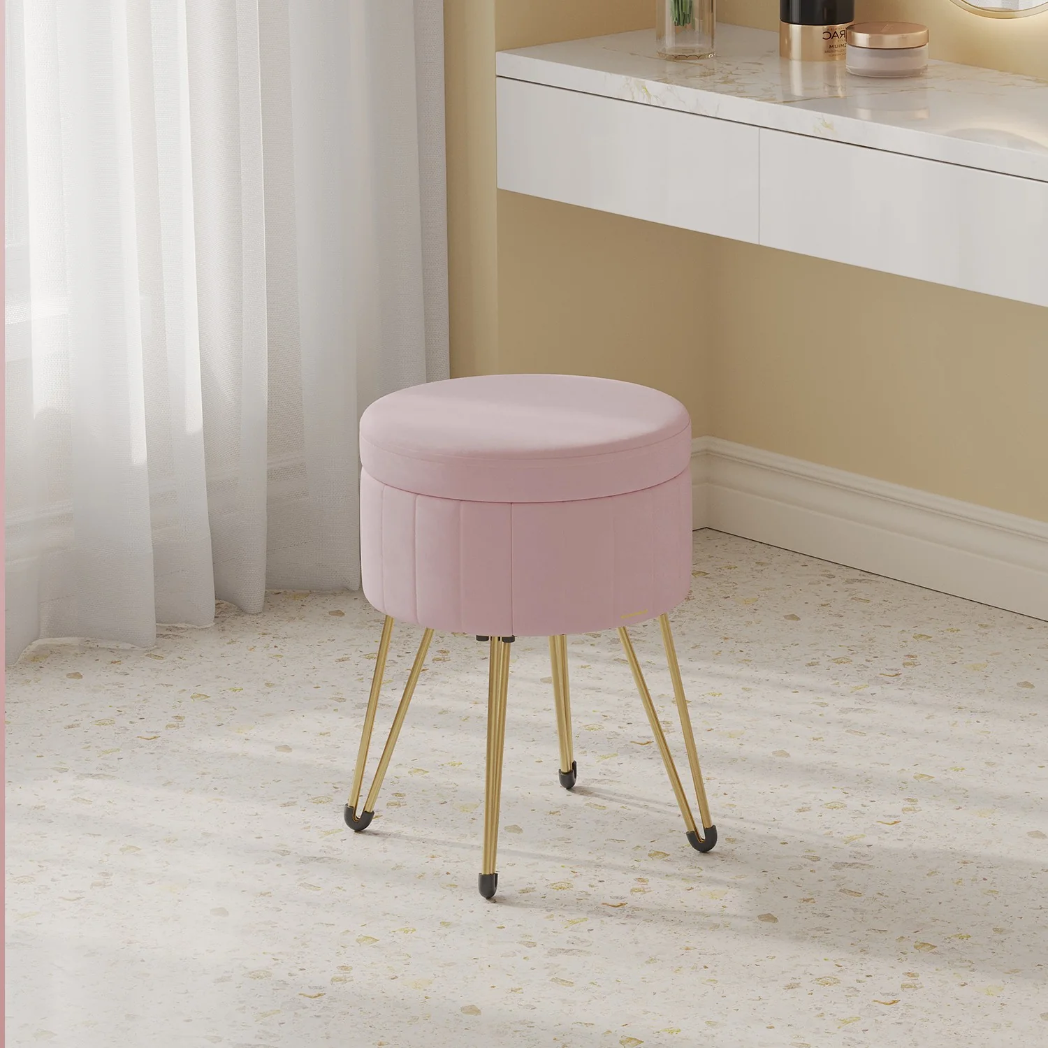 Sitzhocker mit Stauraum und 4 Metallbeinen tintenschwarz - Image 3