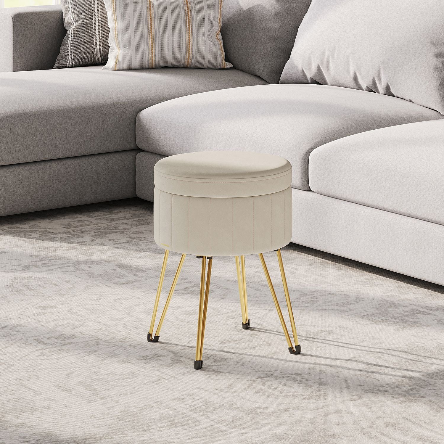 Sitzhocker mit Stauraum und 4 Metallbeinen tintenschwarz - Image 4