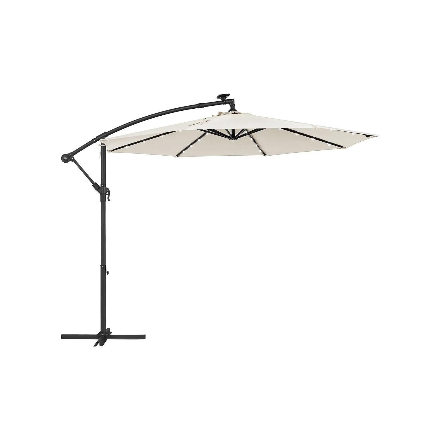 Sonnenschirm mit LED-Solar-Beleuchtung und Ständer - Image 2