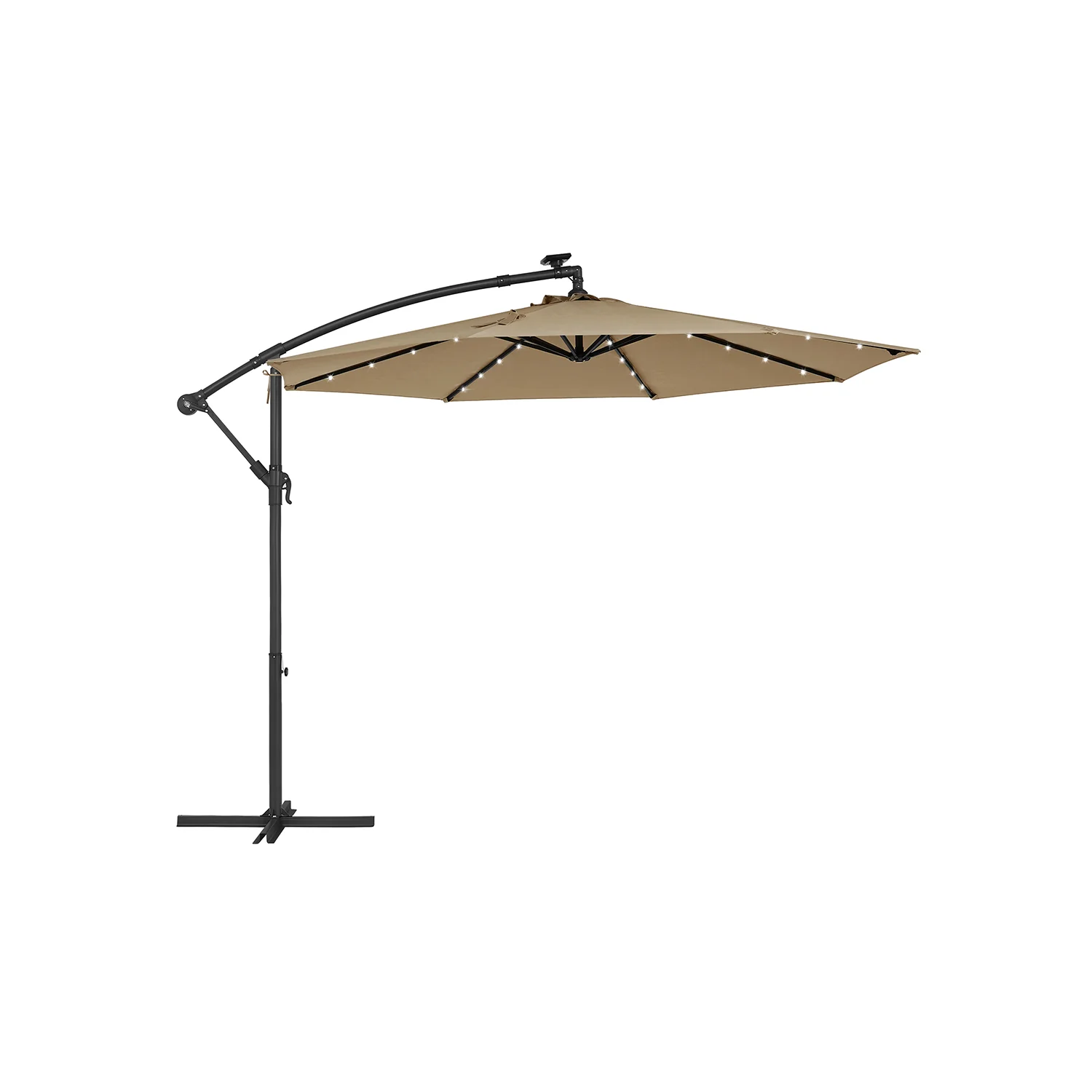 Sonnenschirm mit LED-Solar-Beleuchtung und Ständer - Image 3