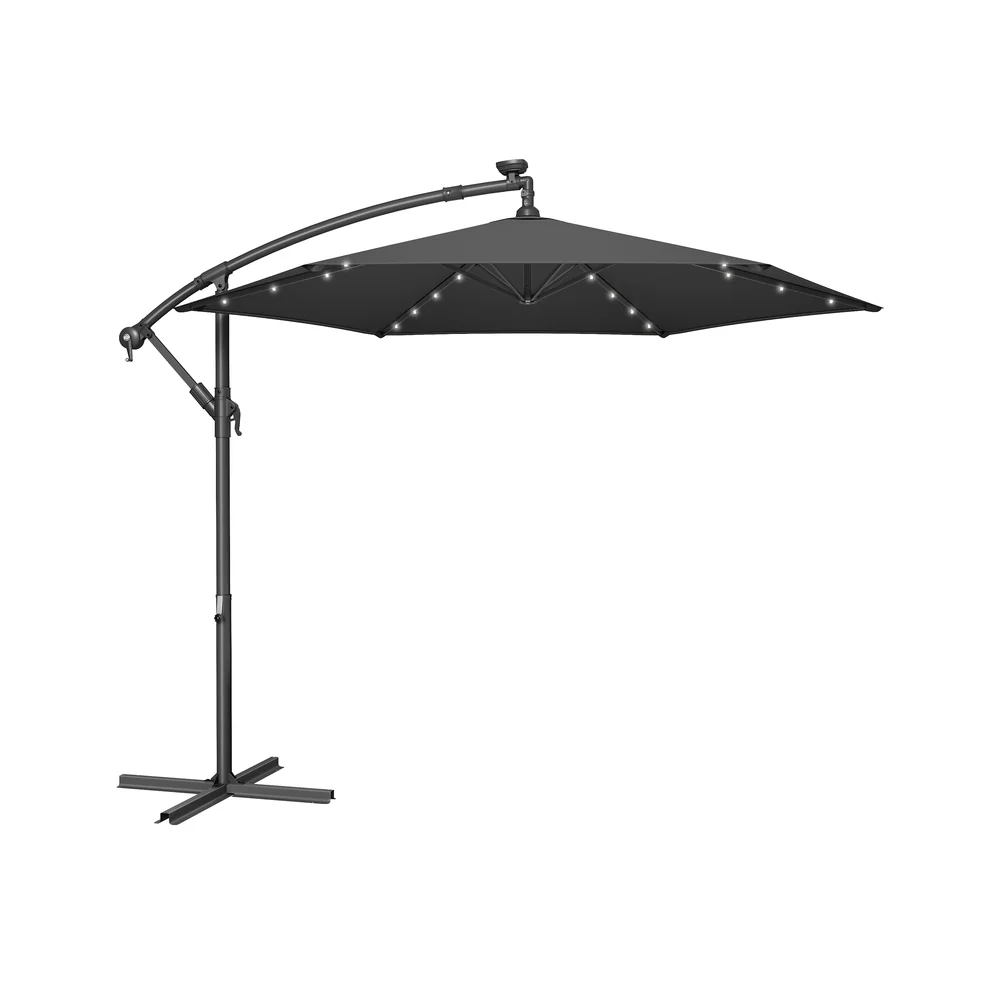 Sonnenschirm mit LED-Solar-Beleuchtung und Ständer - Image 5