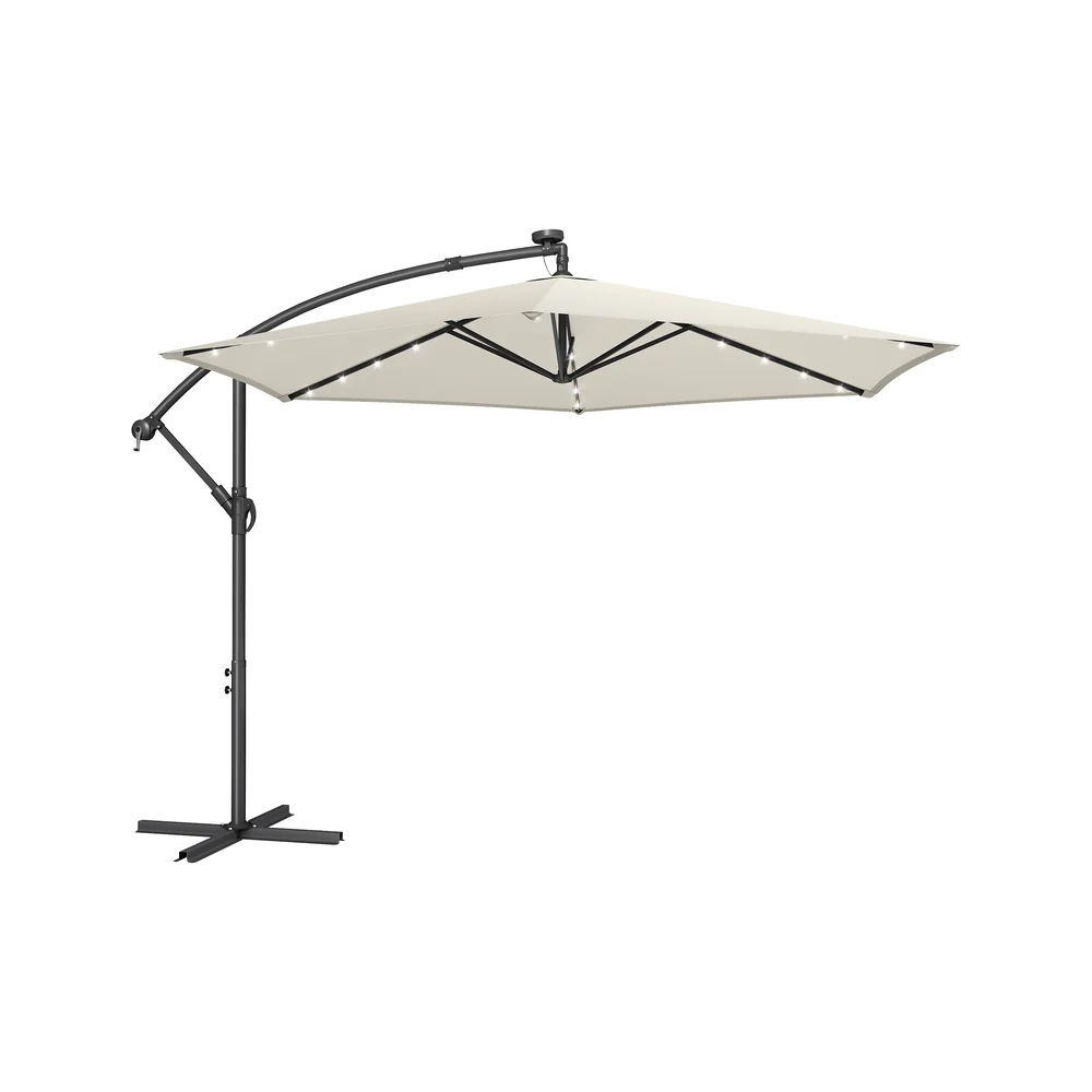 Sonnenschirm mit LED-Solar-Beleuchtung und Ständer - Image 7