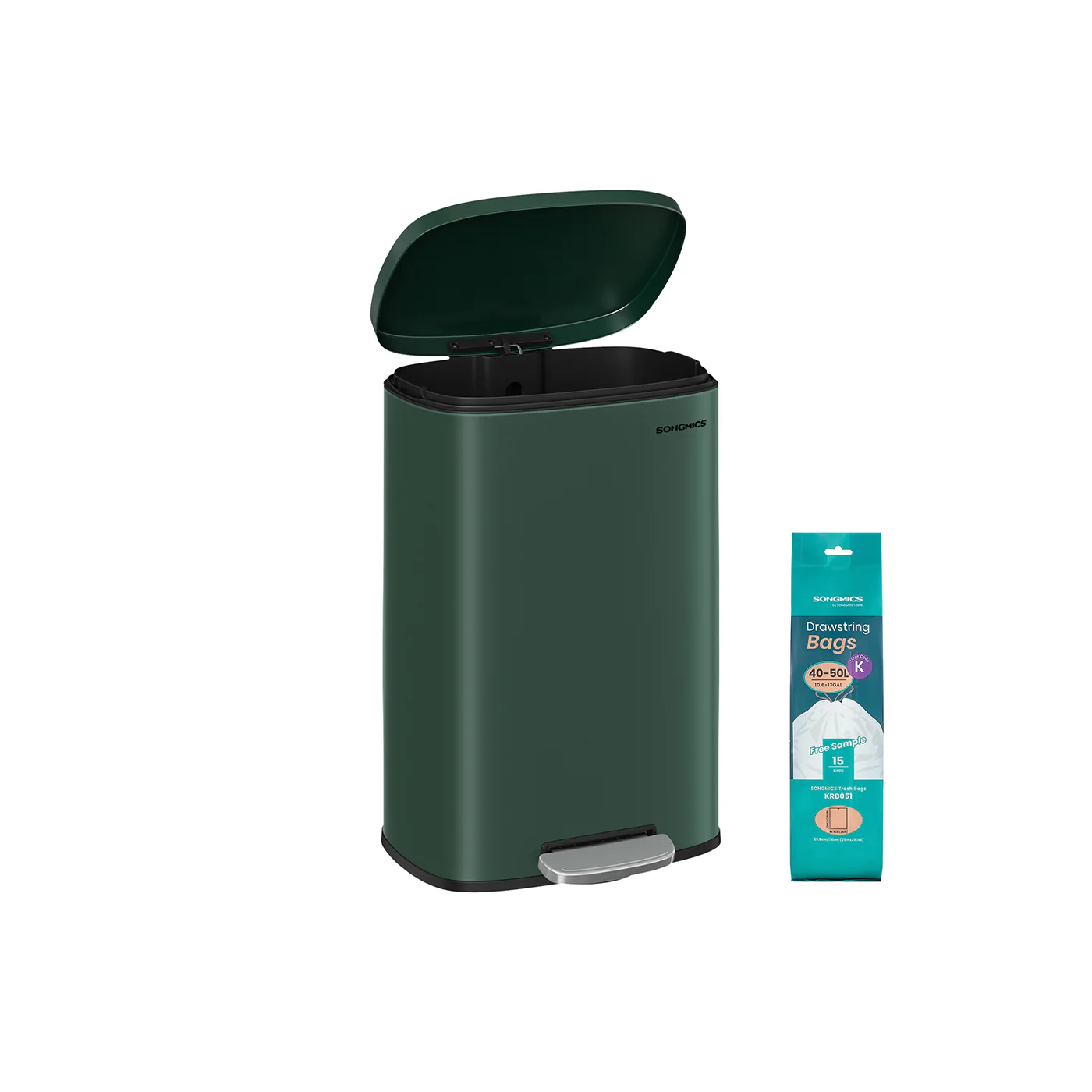 Treteimer aus Stahl mit Pedal Silbern - Image 6
