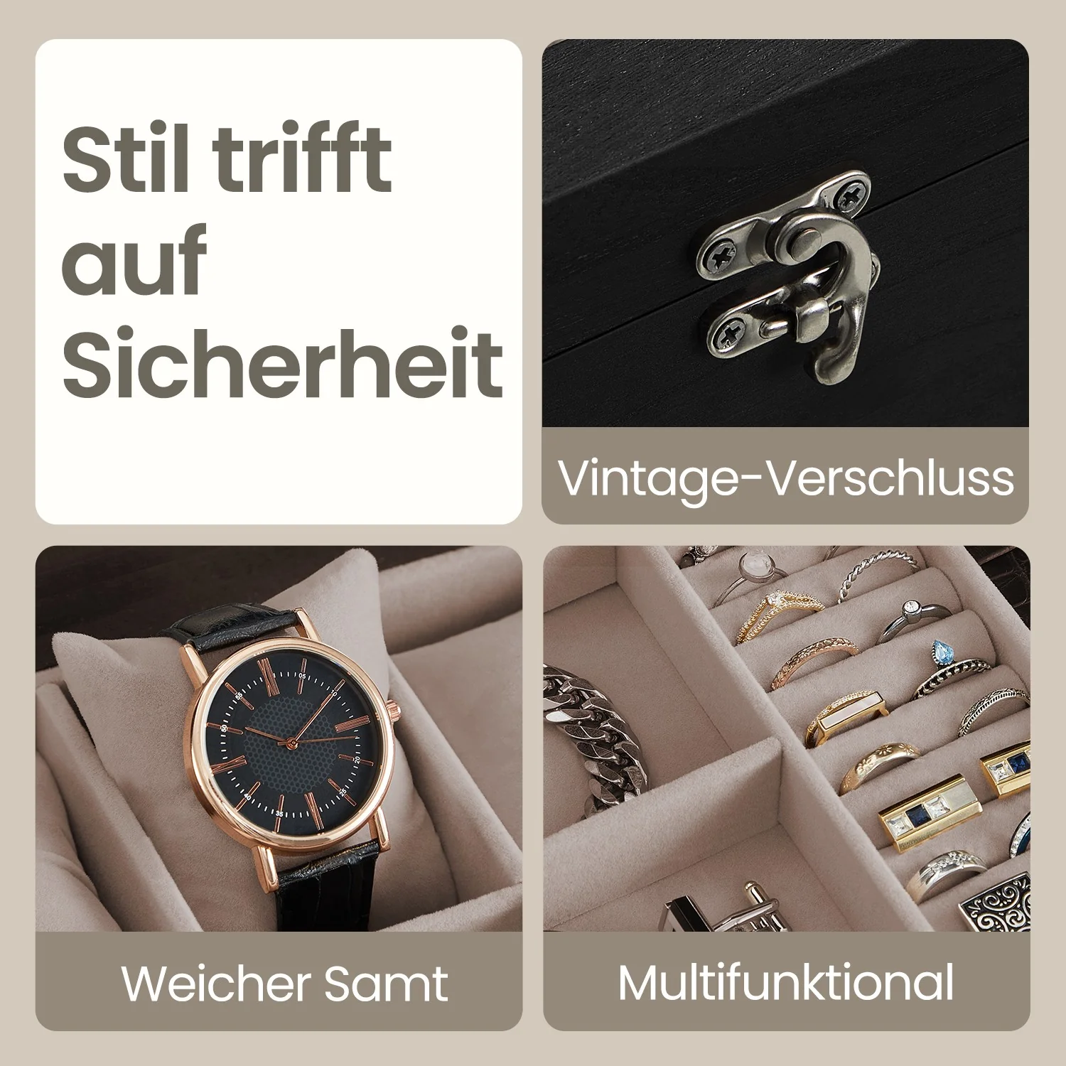 Uhrenbox mit Glasdeckel aus Massivholz - Image 2