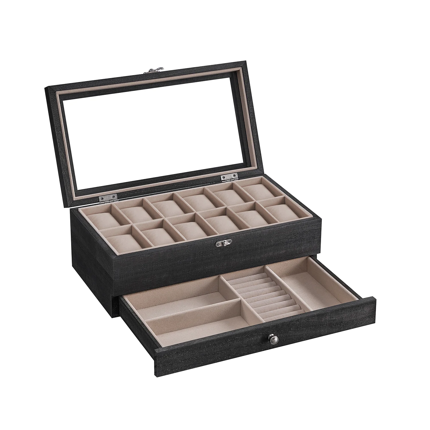 Uhrenbox mit Glasdeckel aus Massivholz - Image 4