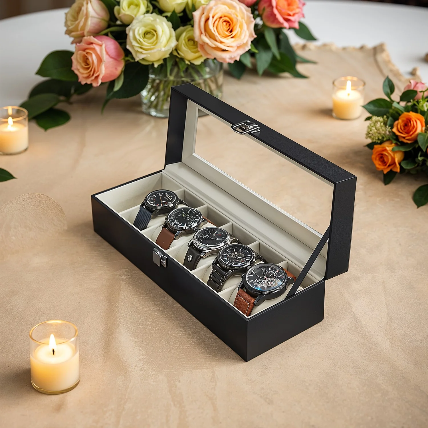 Uhrenbox mit Glasdeckel und Schloss - Image 3