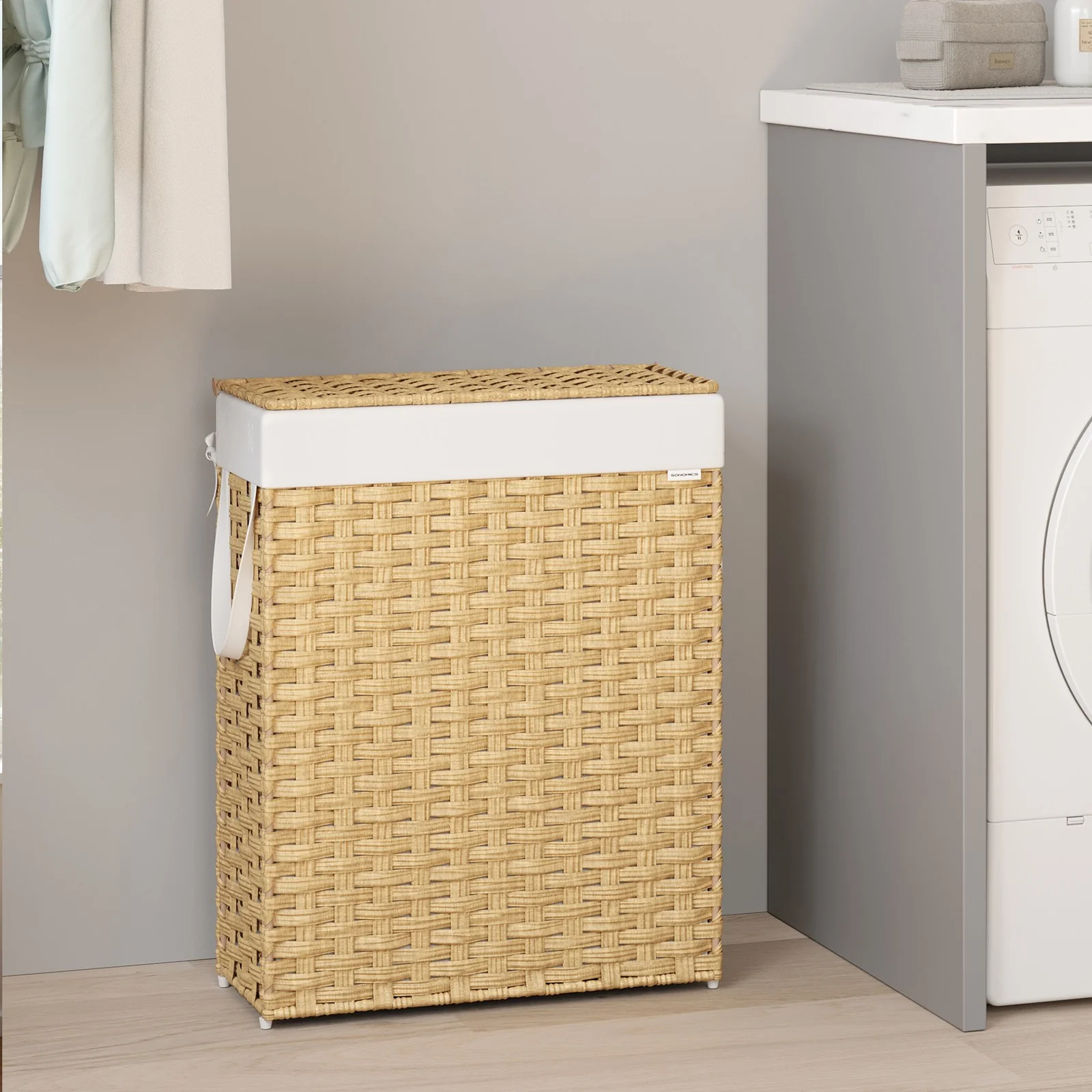 Wäschekorb aus synthetischem Rattan mit Deckel - Image 2