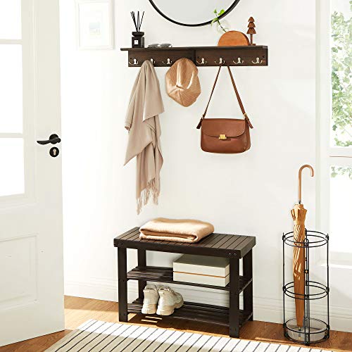 Wandgarderobe mit 4 Doppelhaken vintagebraun