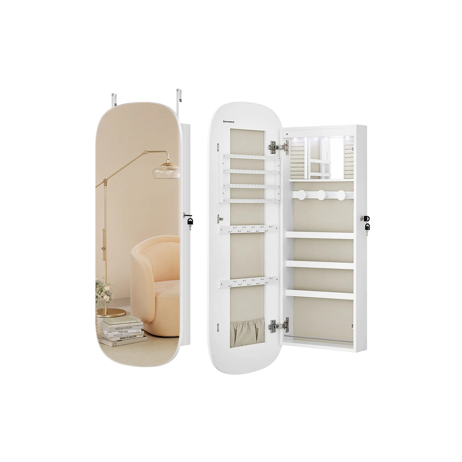 Wandschrank mit Spiegel Oberfläche in Weiß